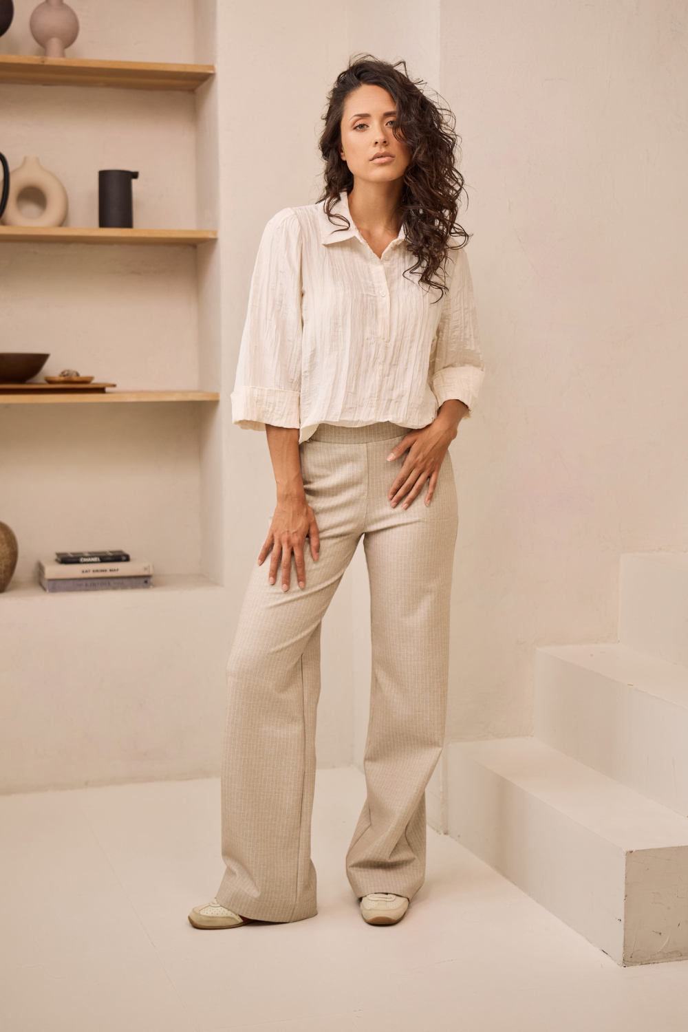 Helena Hart Blouse Polo Kreuk Ecru