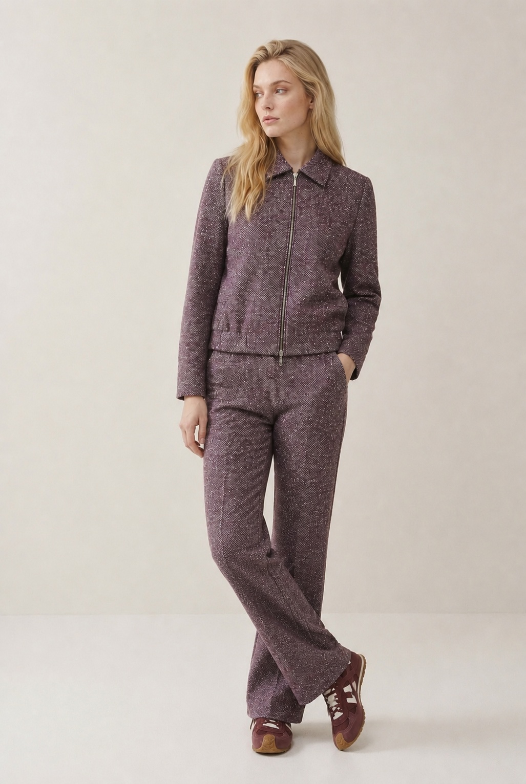 Helena Hart Nova Lano Lurex Broek - Donegal Tweet Burgundy