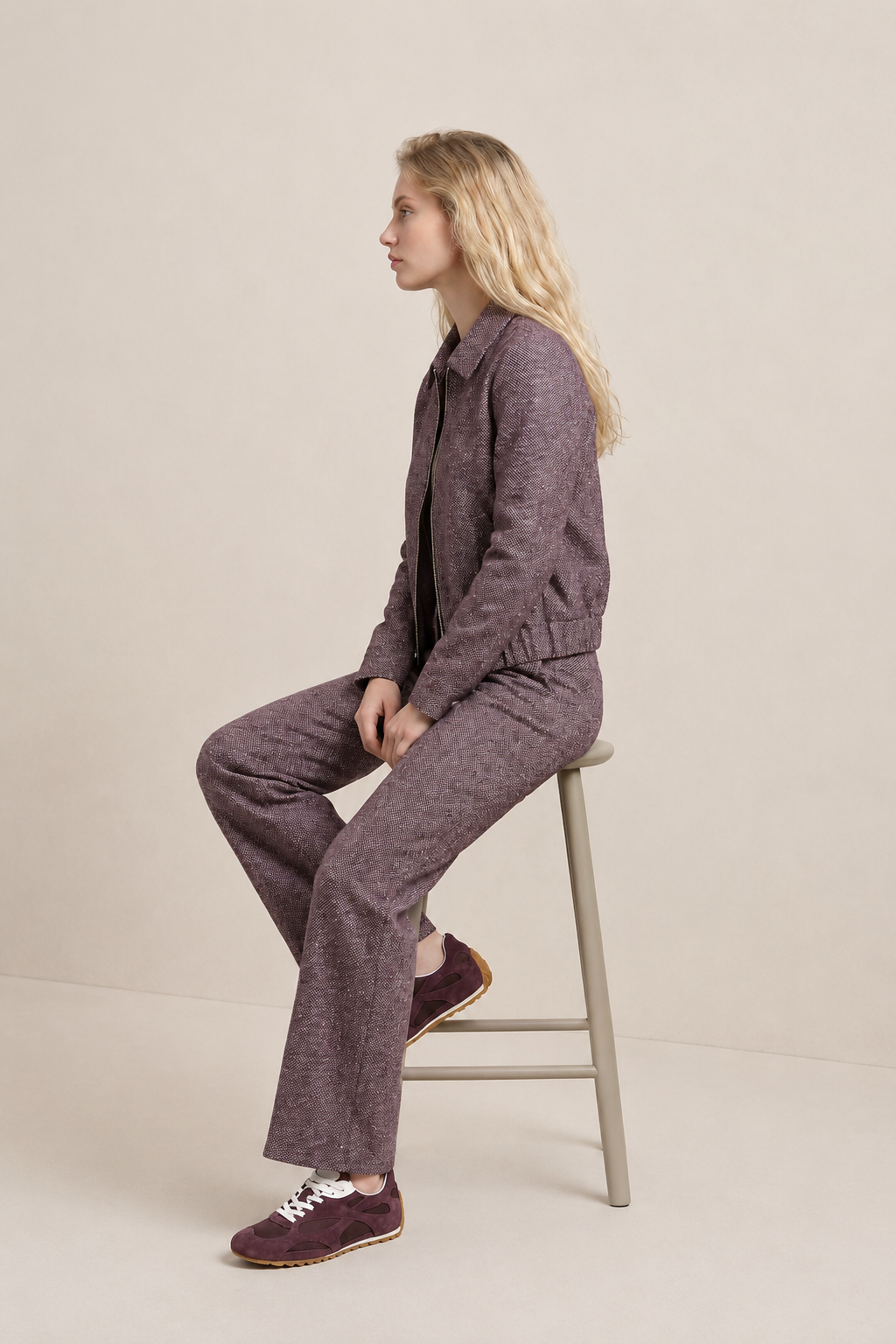 Helena Hart Nova Lano Lurex Broek - Donegal Tweet Burgundy