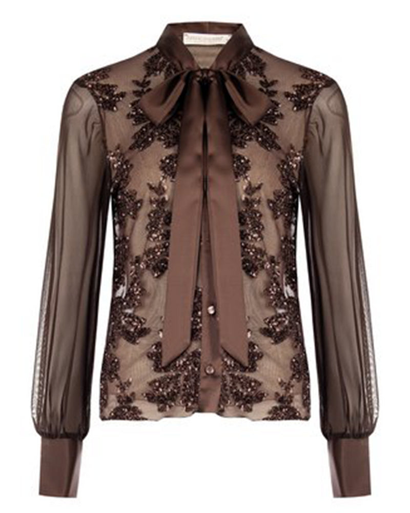 Rinascimento glitter blouse bruin