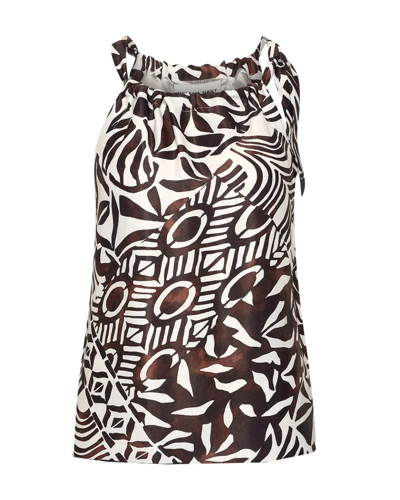 Helena Hart Top Halter Vinty Etnic Choco