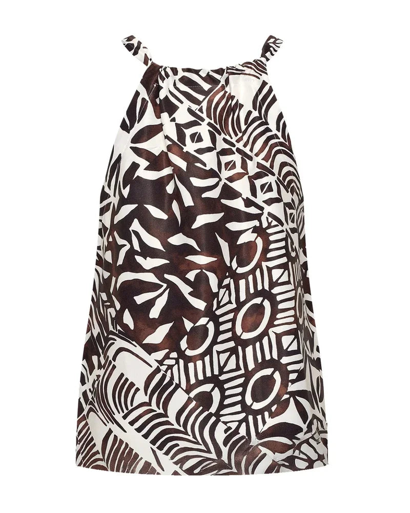 Helena Hart Top Halter Vinty Etnic Choco