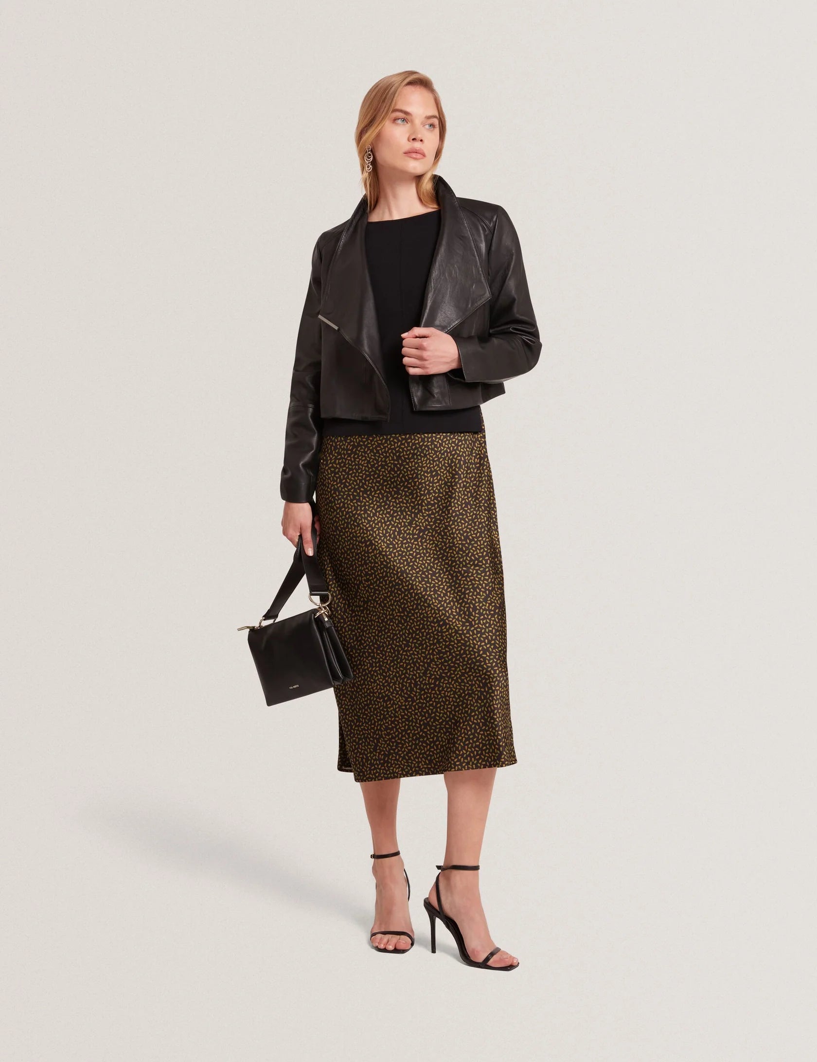 Ted Baker Leren Jasje Riyoze zwart