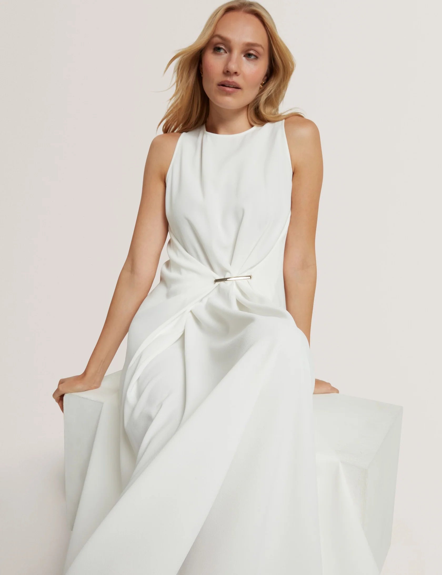 Ted Baker Miyaka Midi Dress Ivory
