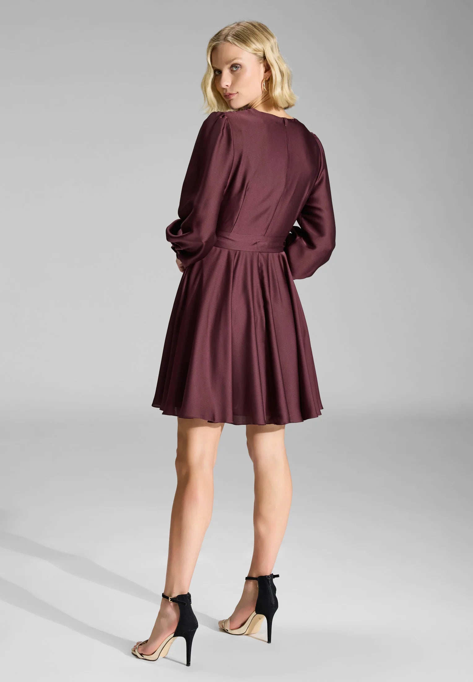 Swing Jurk van satinchiffon bordeaux
