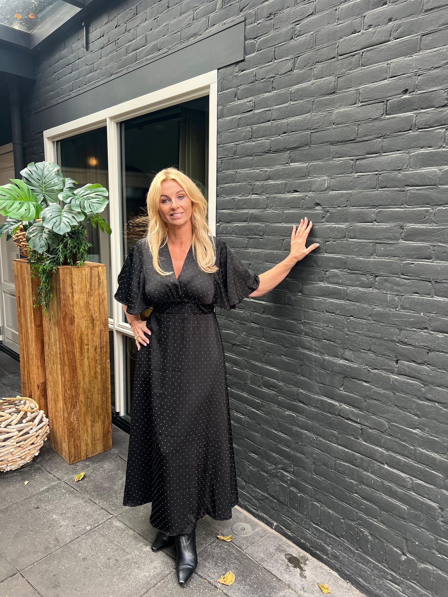 Sisterspoint Zwarte lange jurk met studs