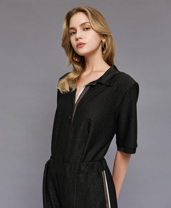 Access Lurex Blouse with Satin Collar