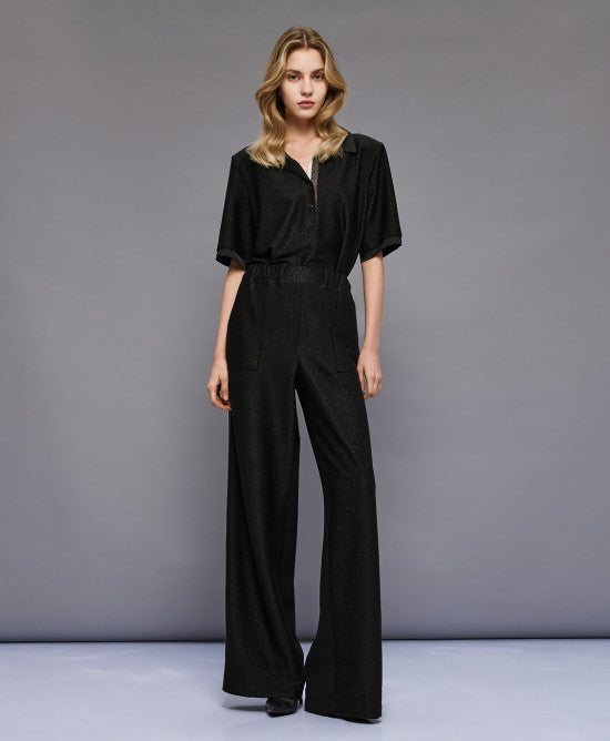 Access Lurex Blouse with Satin Collar