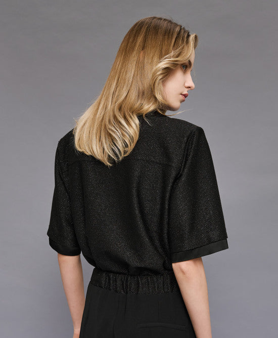 Access Lurex Blouse with Satin Collar