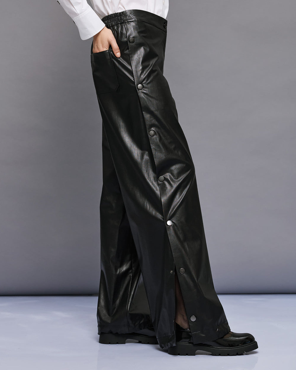 Access Vegan Leather Broek met Studs zwart