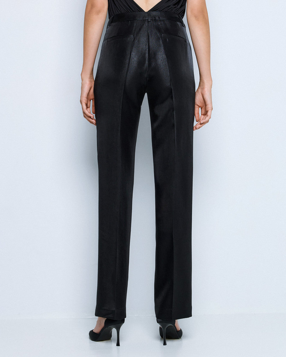 Access High-Waist Pants with Glossy Finish black
