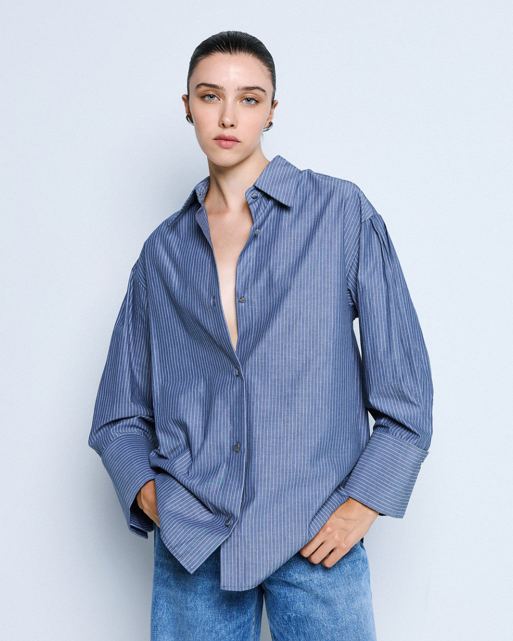 Access Long Striped Shirt blue