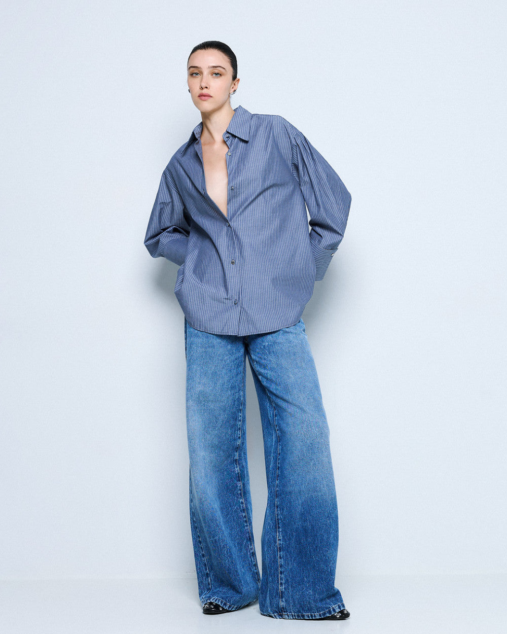 Access Long Striped Shirt blue