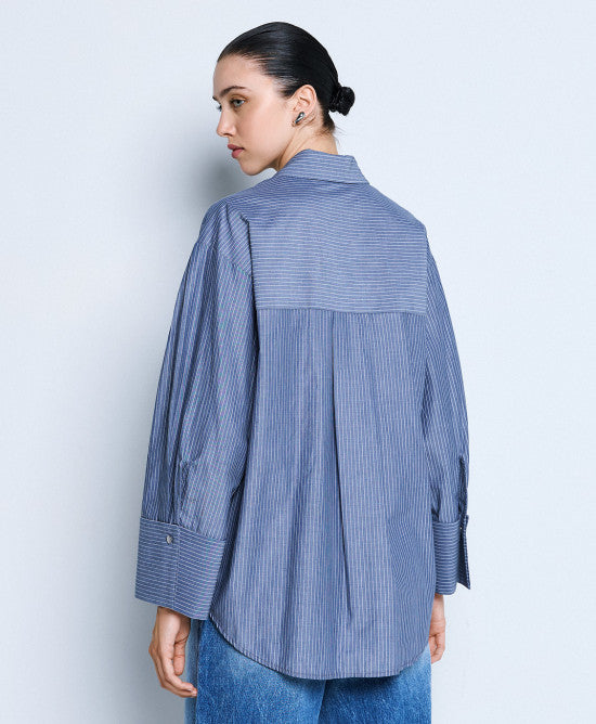 Access Long Striped Shirt blue