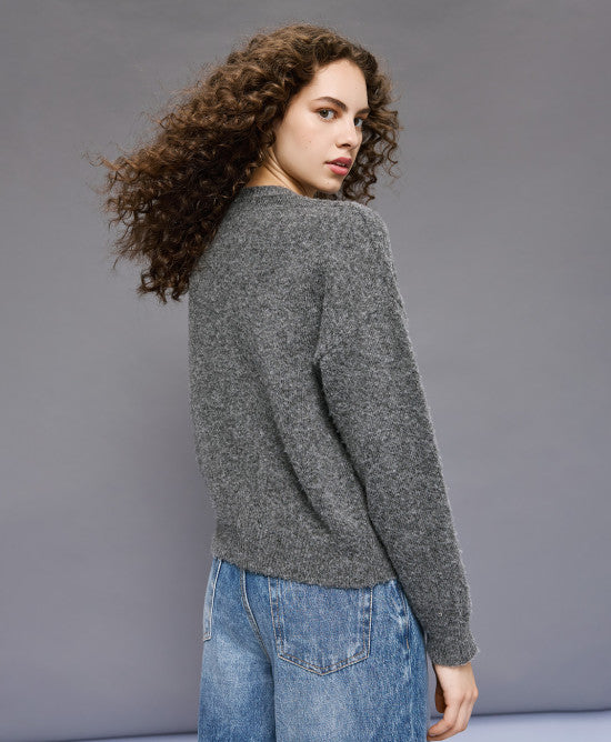 Access Gebreide trui met diamantjes grijs