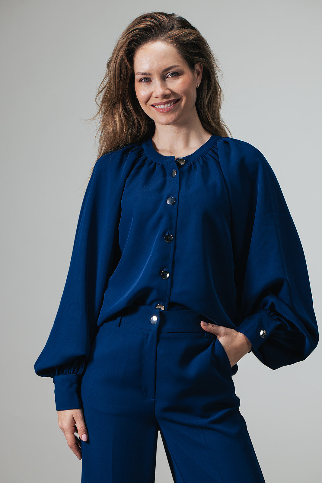 Label Dot Blouse Amanda – Navy