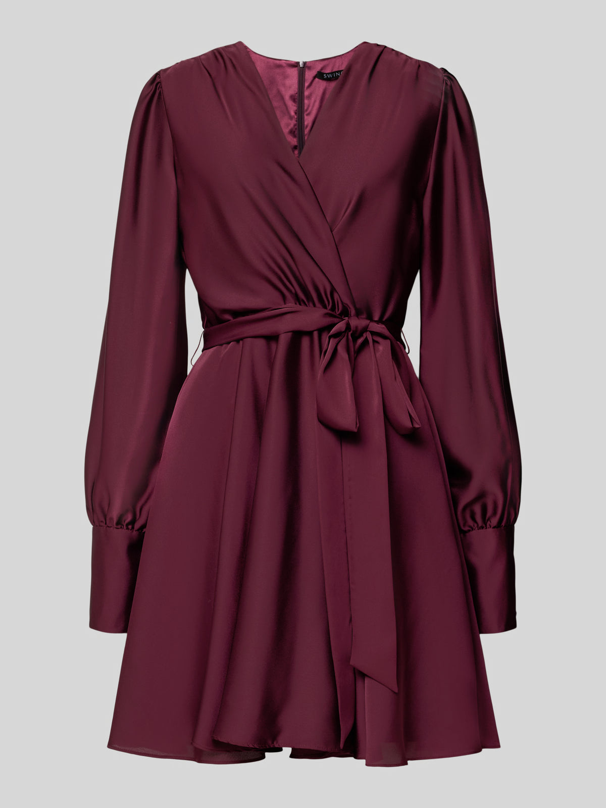 Swing Jurk van satinchiffon bordeaux