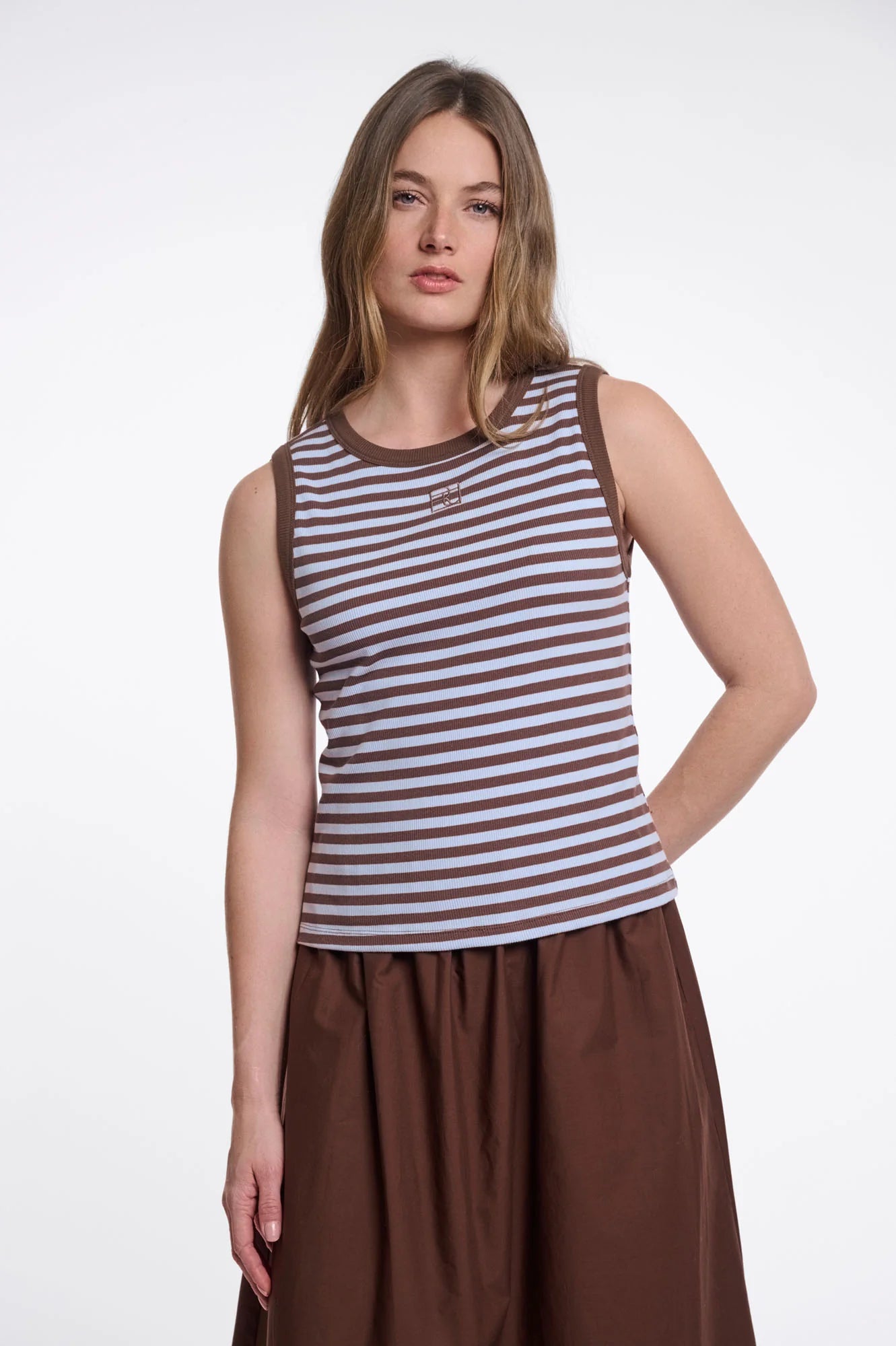 Rino & Pelle Arze Tanktop Brown Blue Stripes