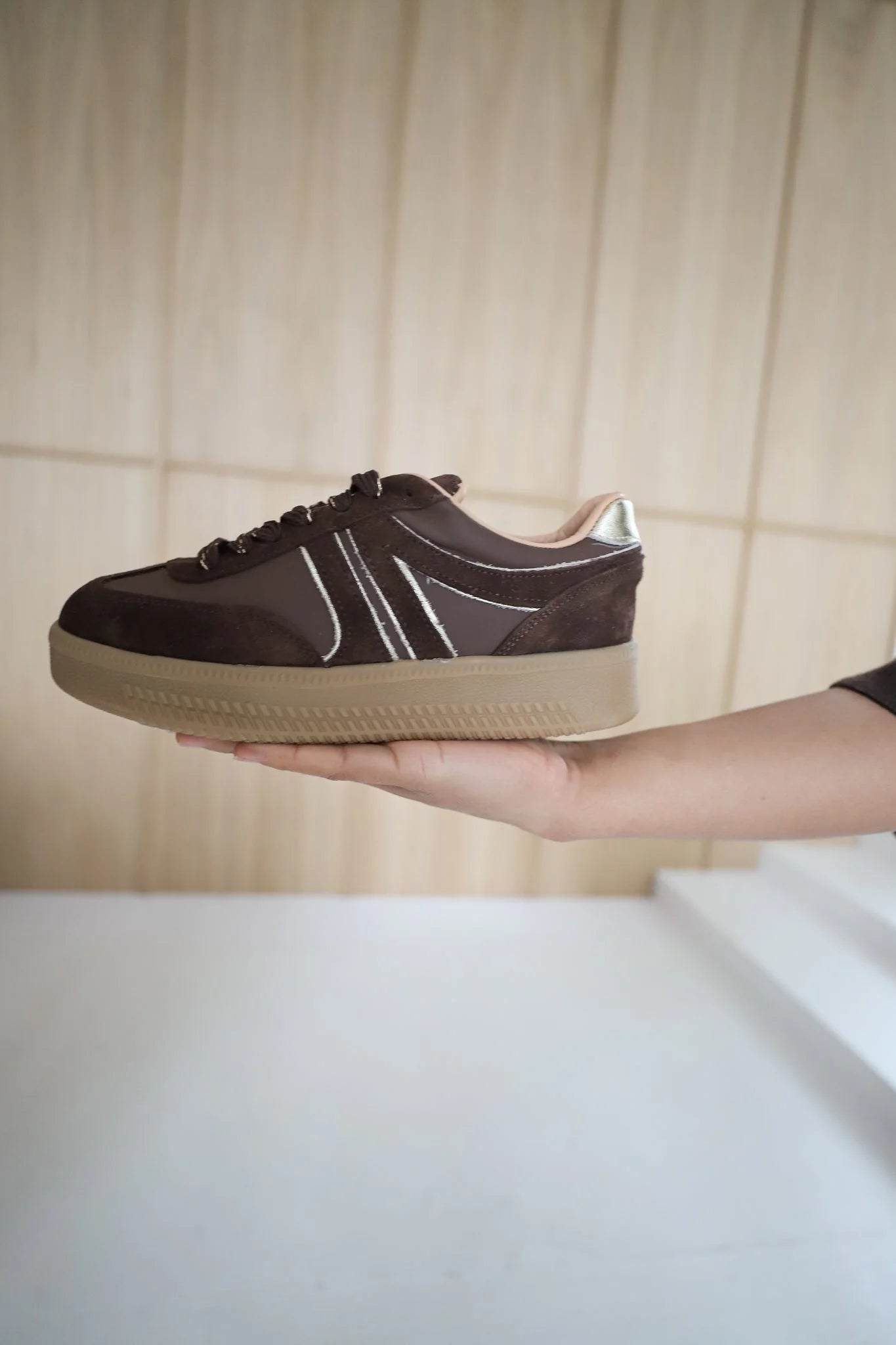 Babouche Sneaker Jilly donkerbruin