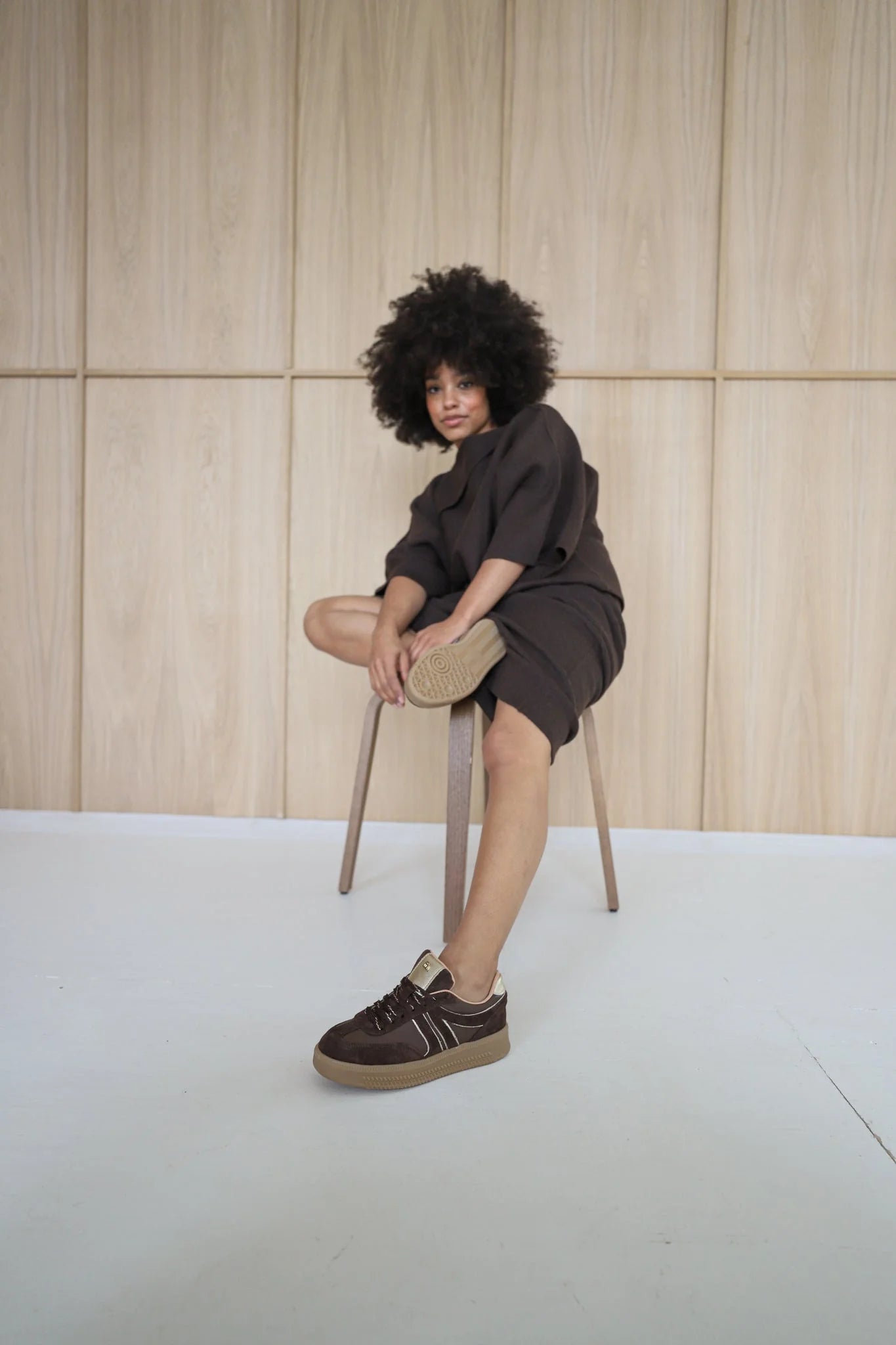 Babouche Sneaker Jilly donkerbruin