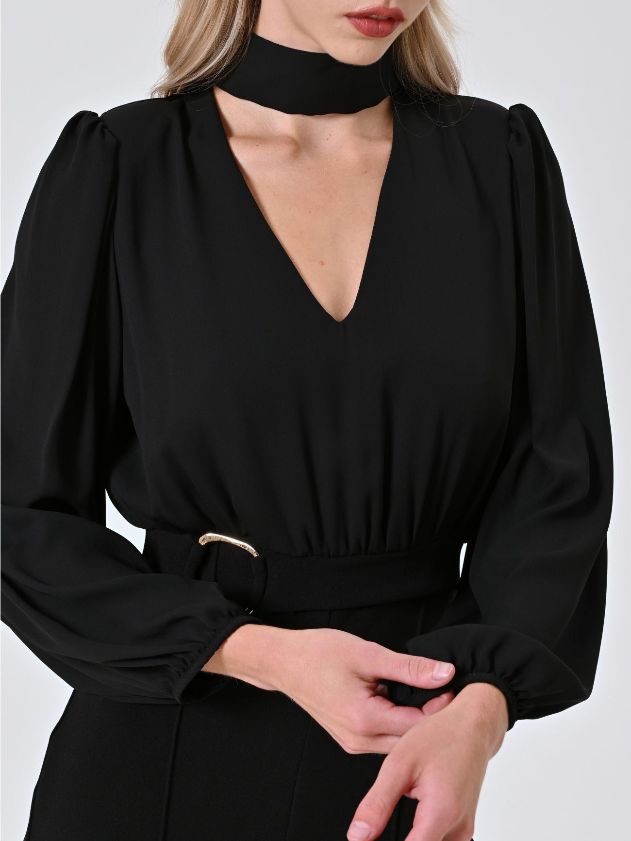 Rinascimento Zwarte Jumpsuit met Gespdetail