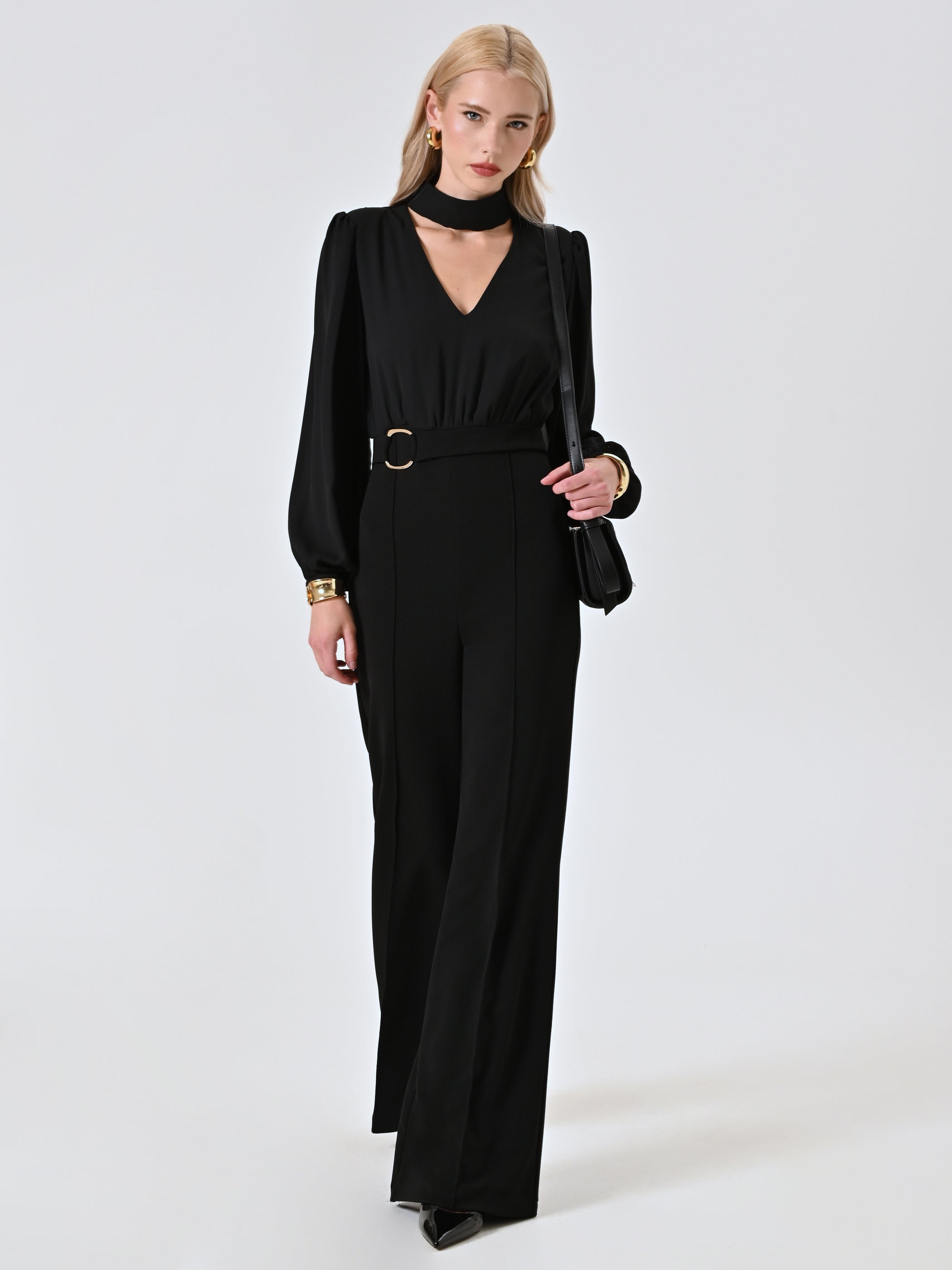 Rinascimento Zwarte Jumpsuit met Gespdetail