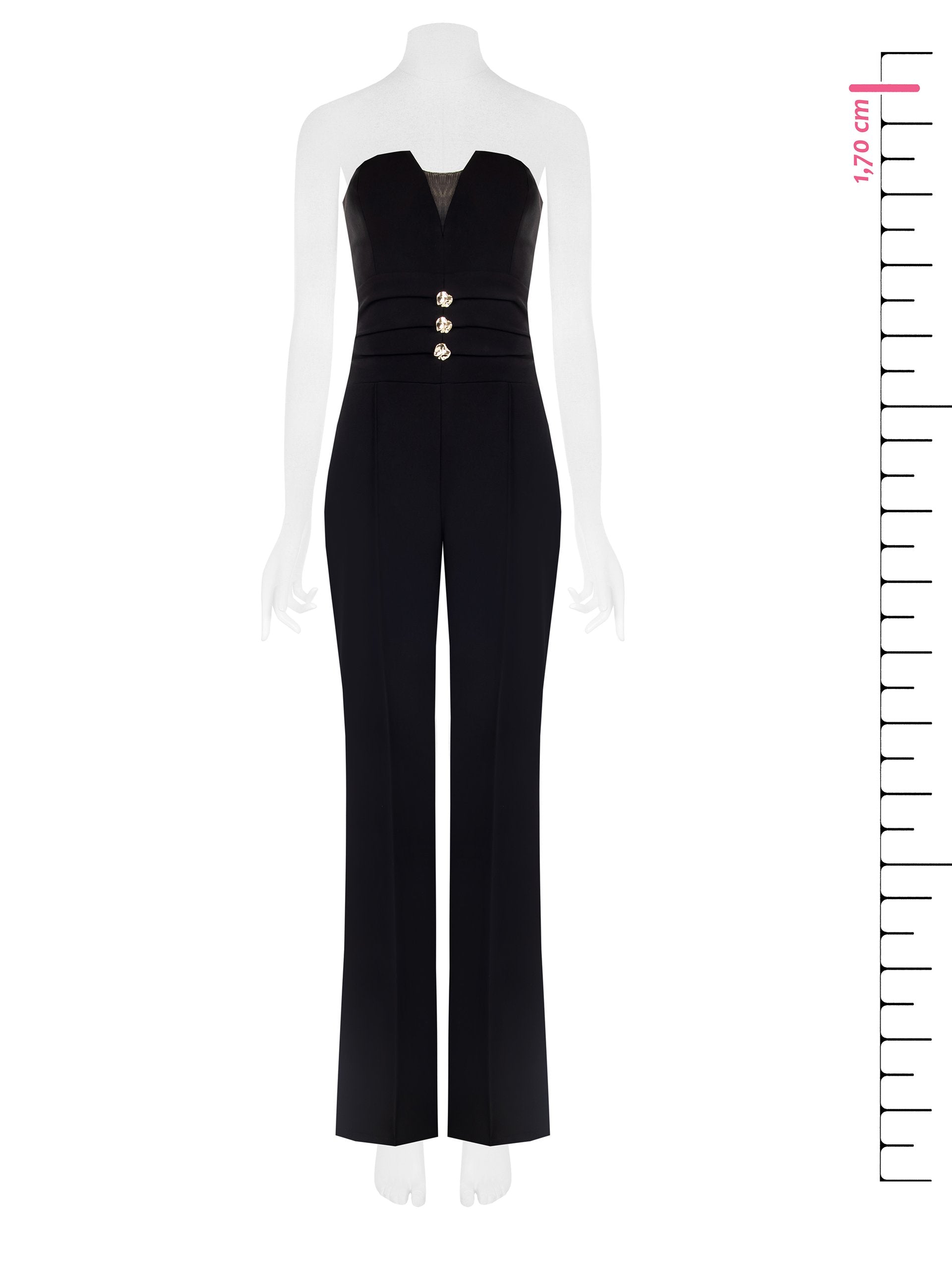 Rinascimento Zwarte Jumpsuit met Designerknopen