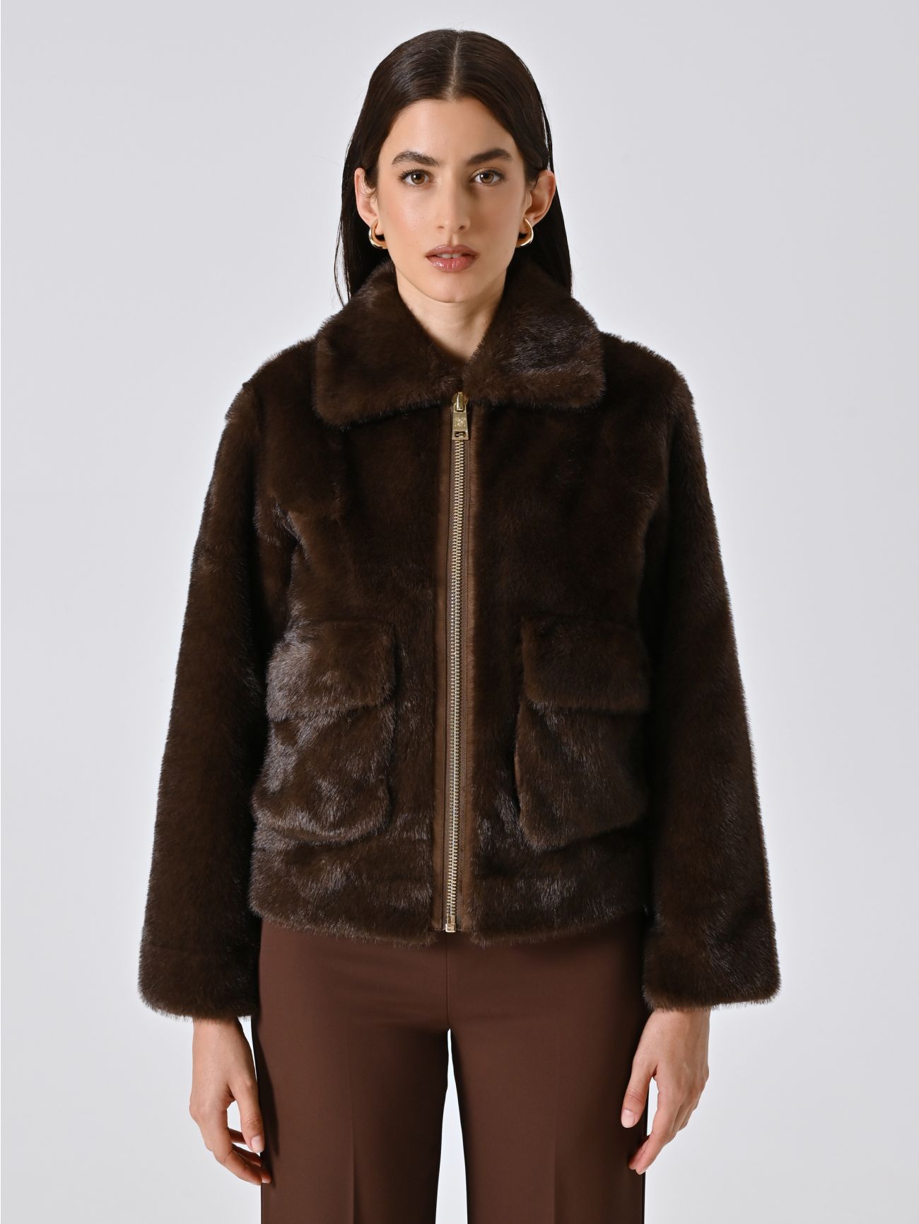 Rinascimento Korte jas bruin Faux Fur