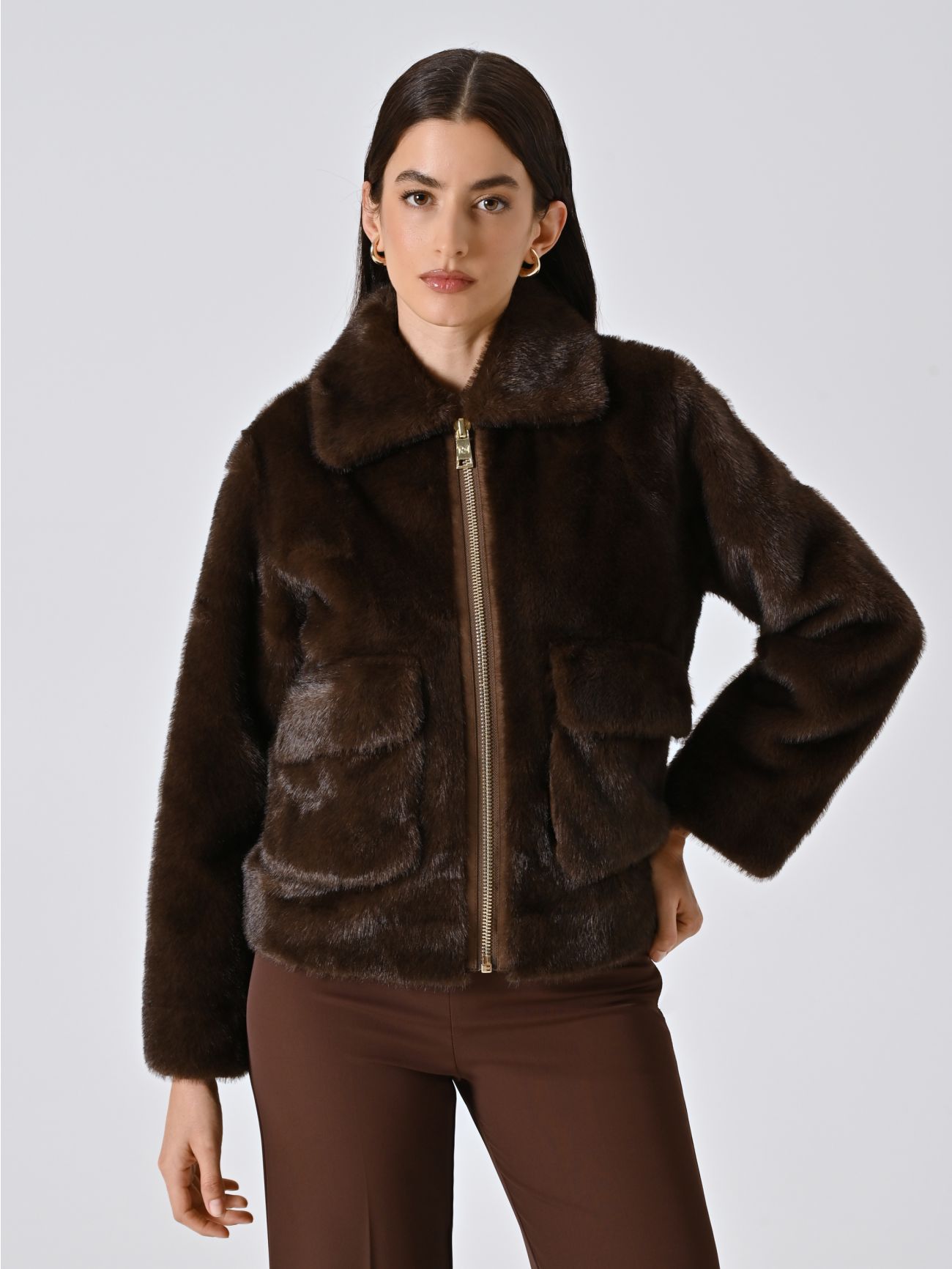 Rinascimento Korte jas bruin Faux Fur