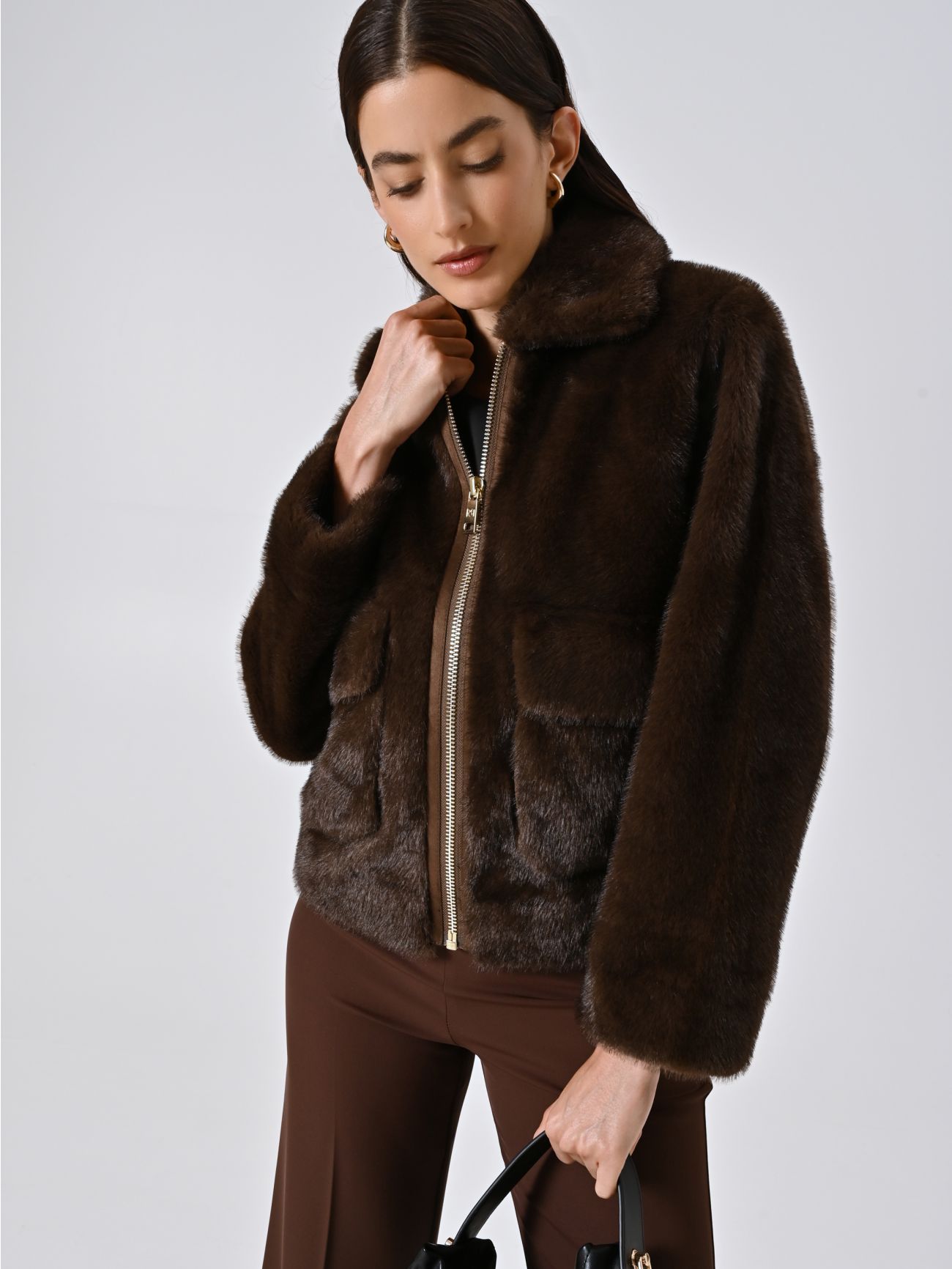 Rinascimento Korte jas bruin Faux Fur