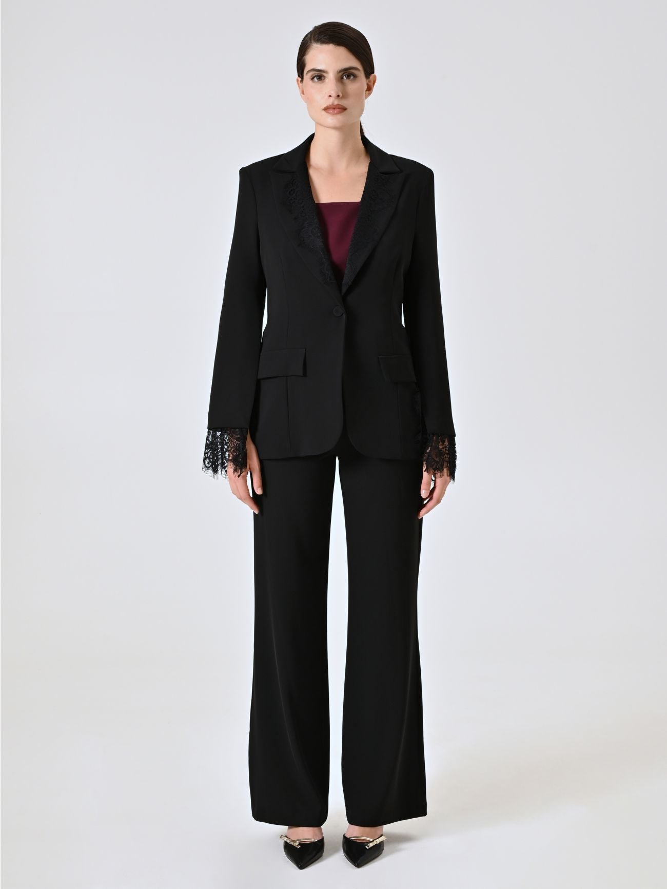 Rinascimento Zwarte Cady Blazer met kant