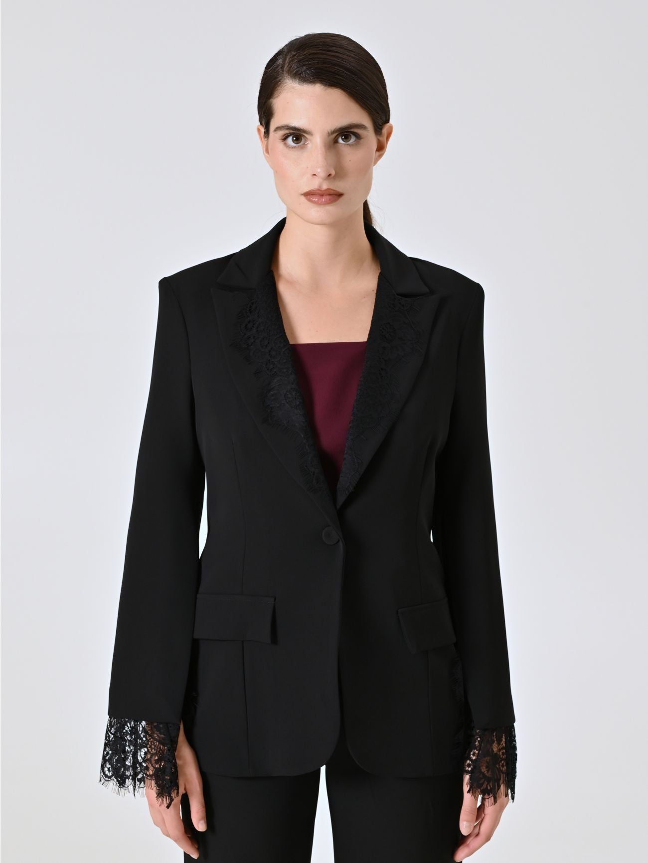 Rinascimento Zwarte Cady Blazer met kant