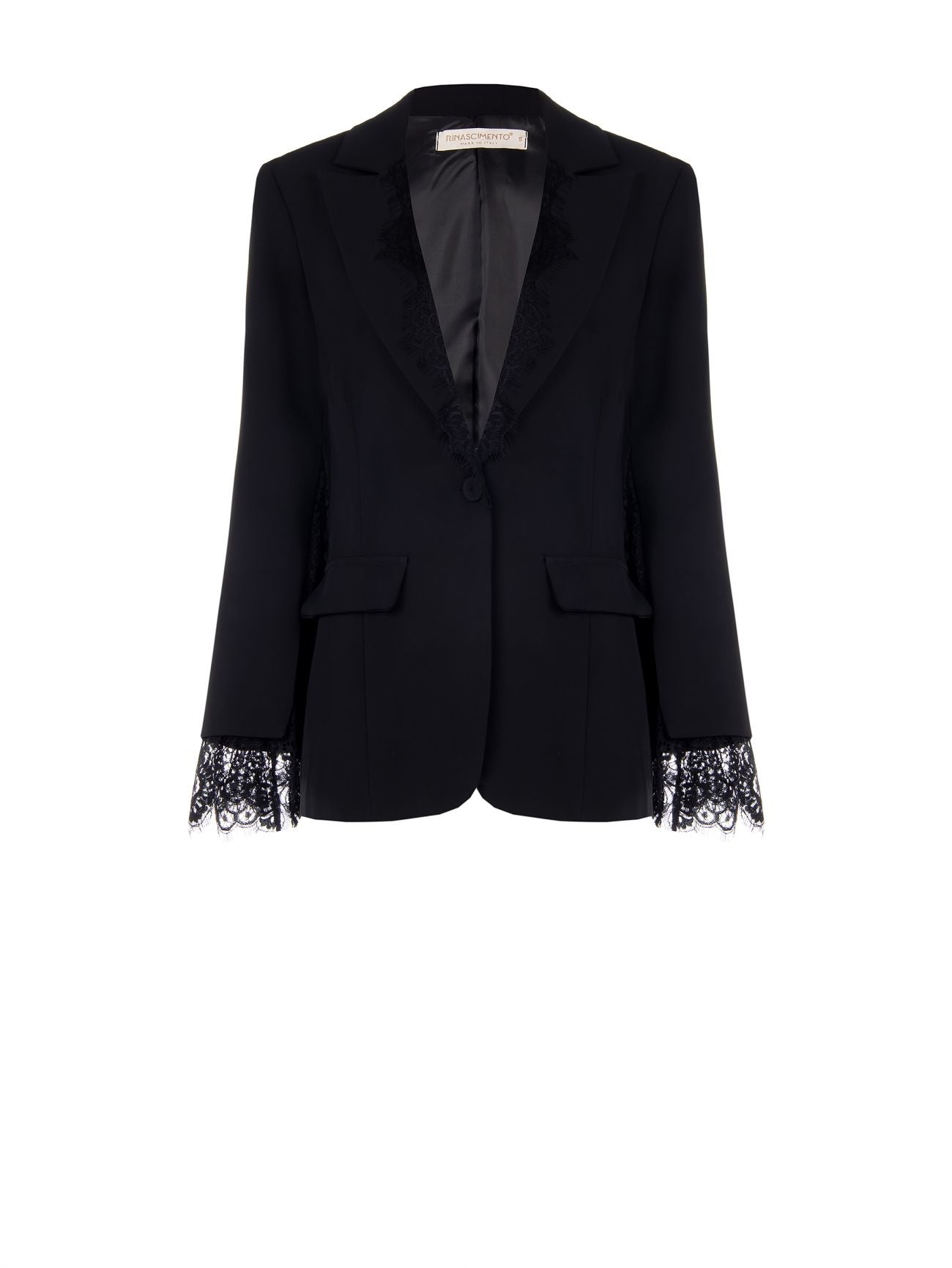 Rinascimento Zwarte Cady Blazer met kant