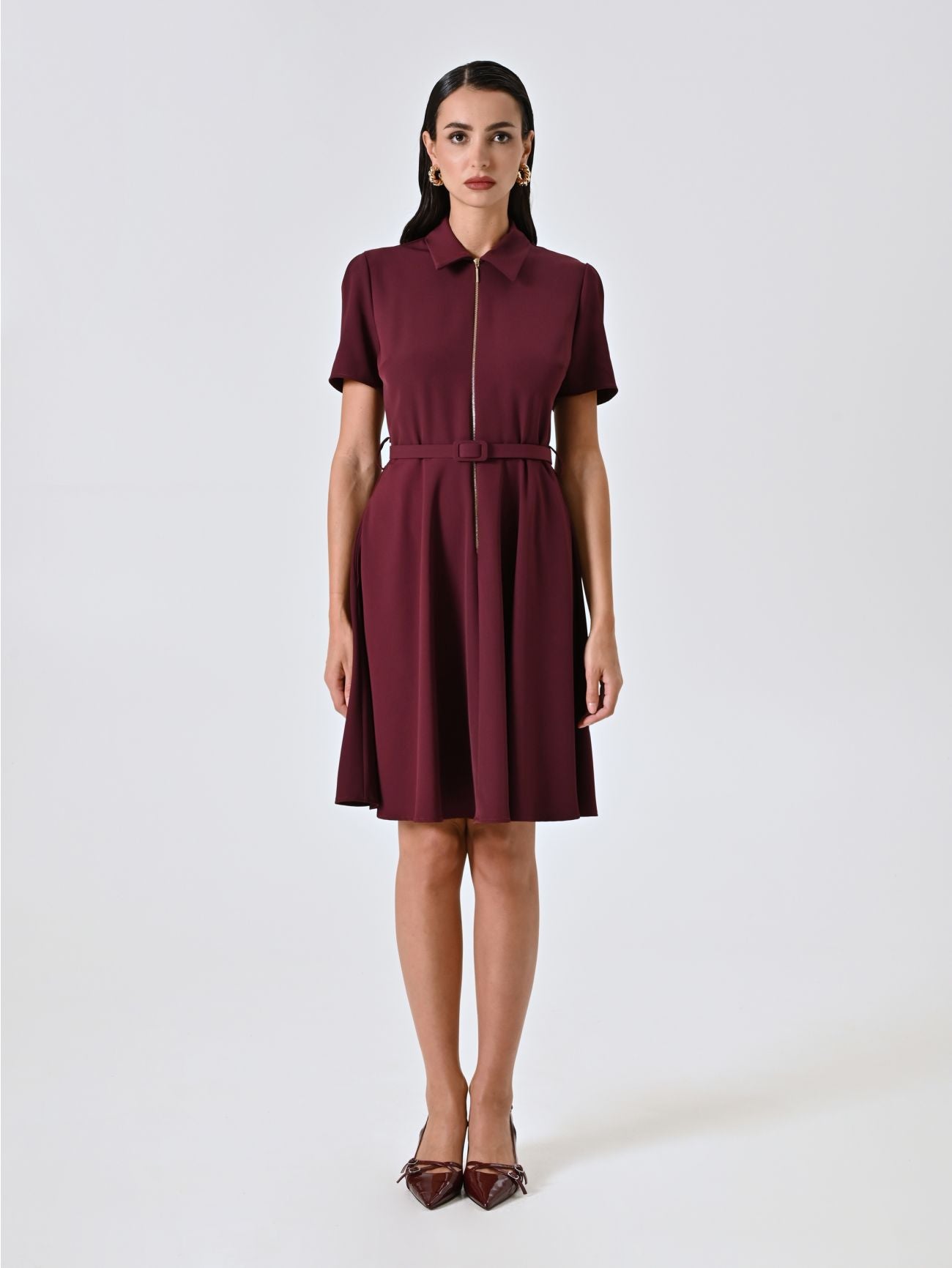 Rinascimento Burgundy Dress met rits