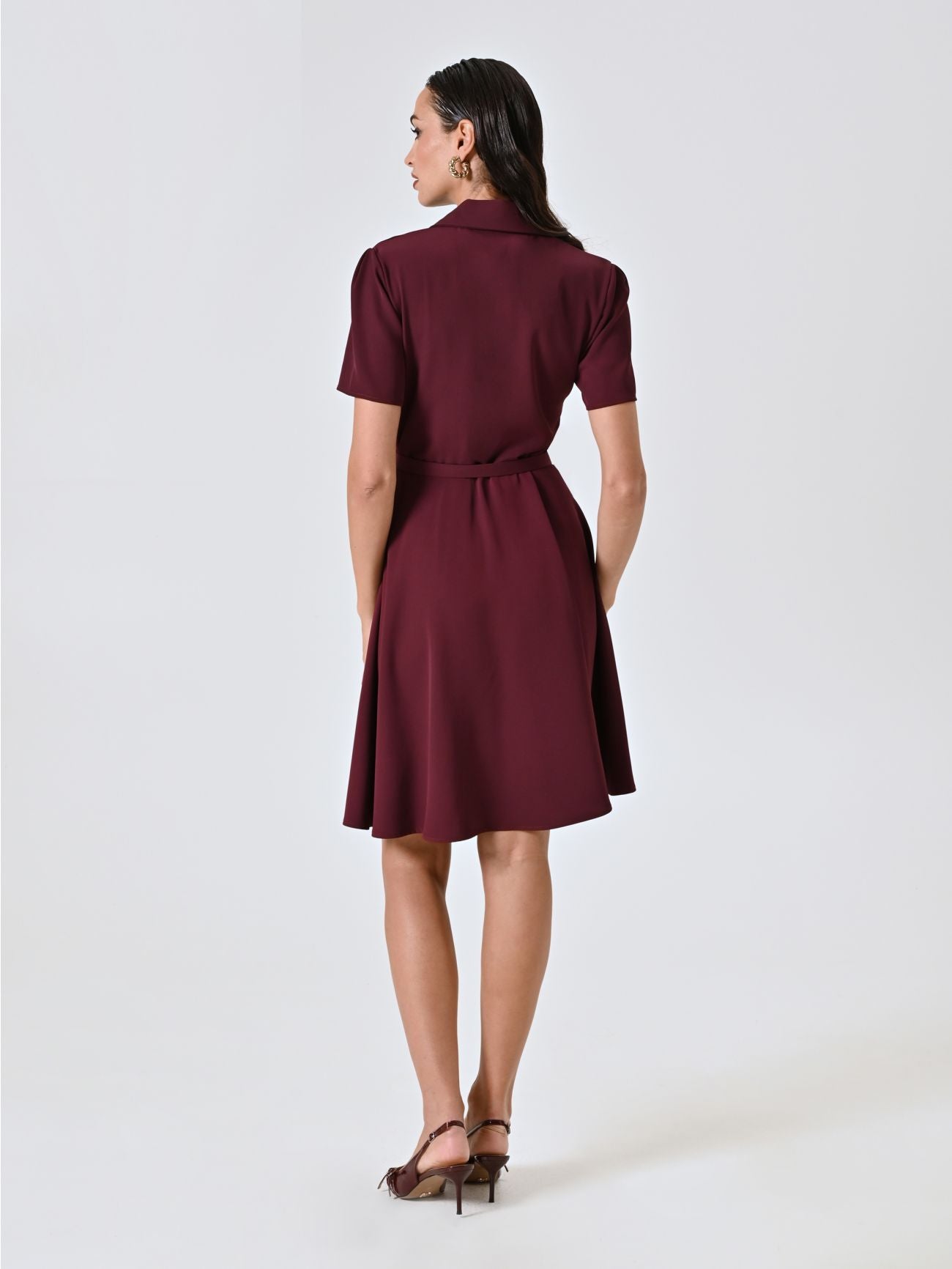 Rinascimento Burgundy Dress met rits