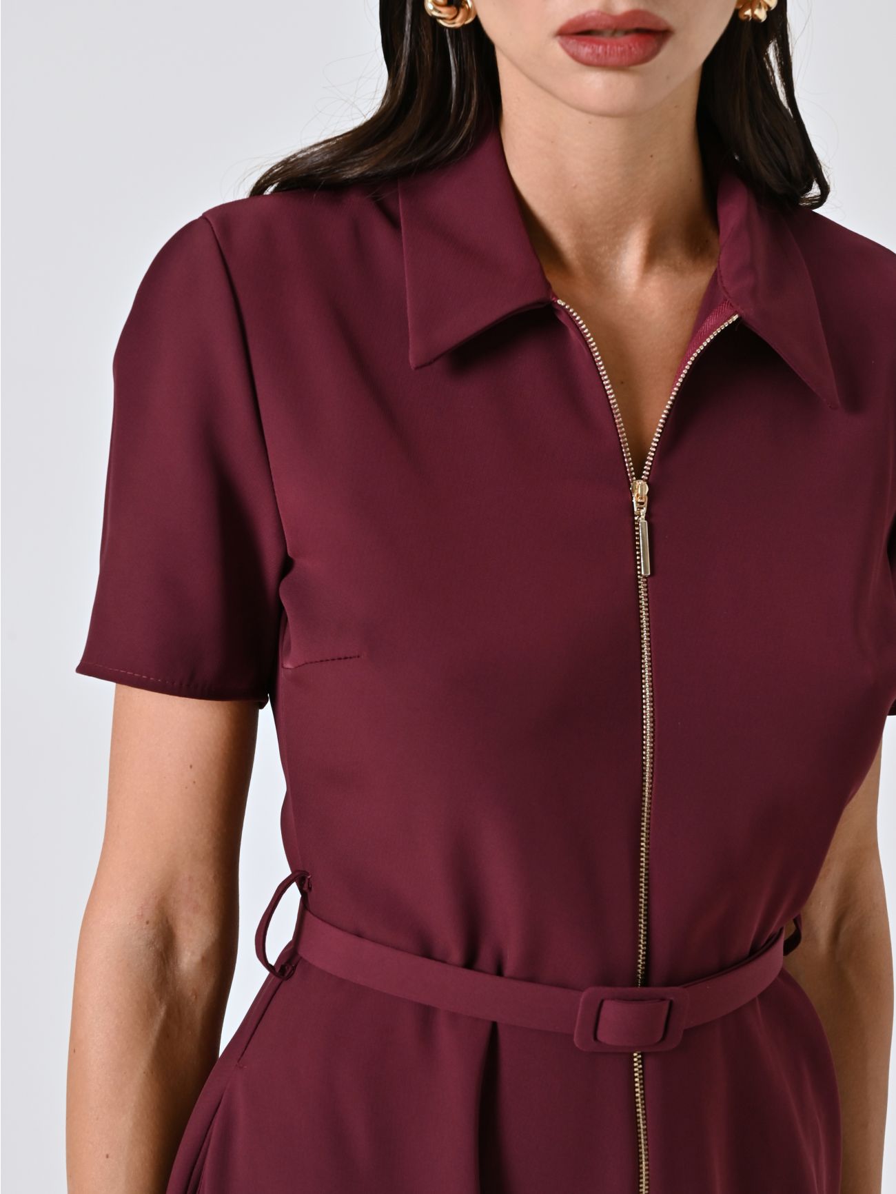 Rinascimento Burgundy Dress met rits