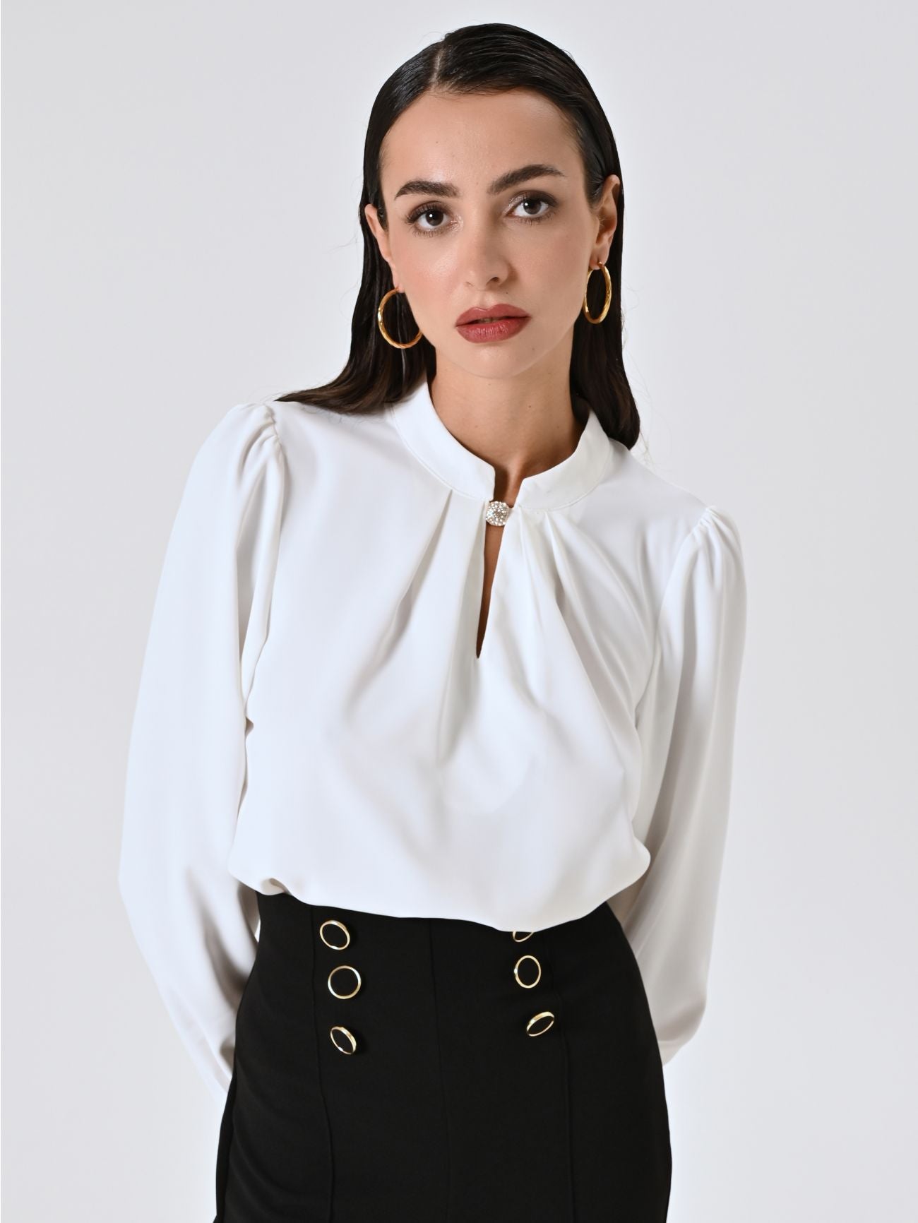 Rinascimento Blouse met diamant detail wit