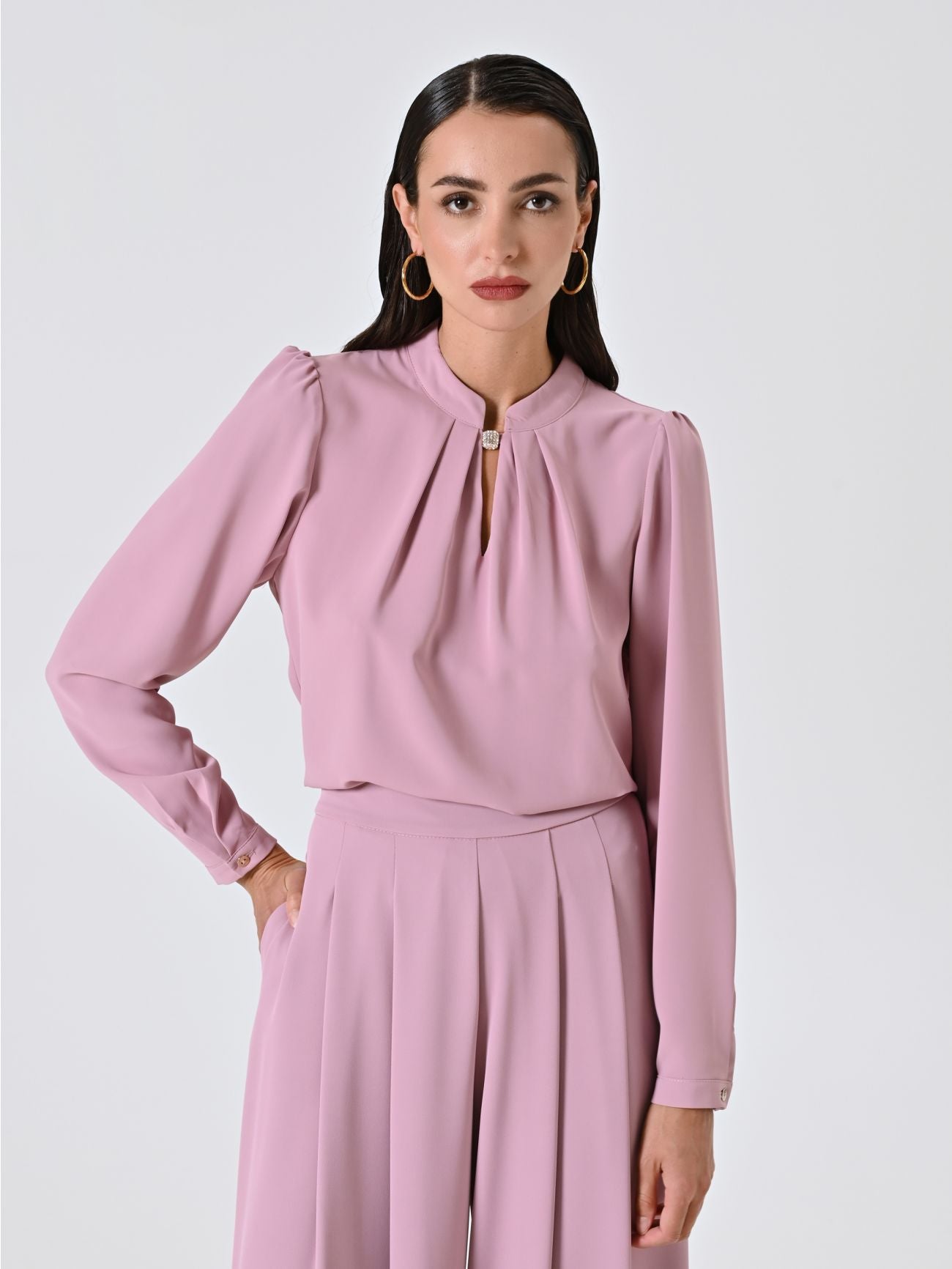 Rinascimento Blouse met diamant detail mauve