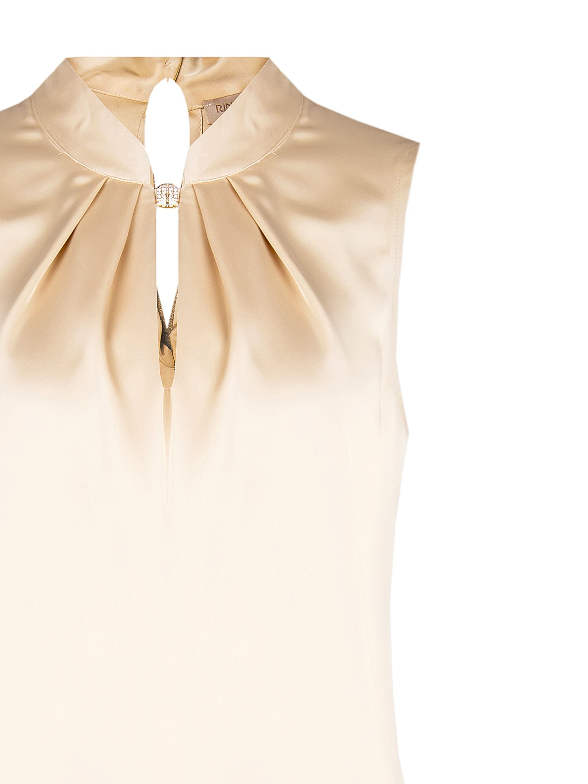 Rinascimento Beige Blouse met Mandarin detail