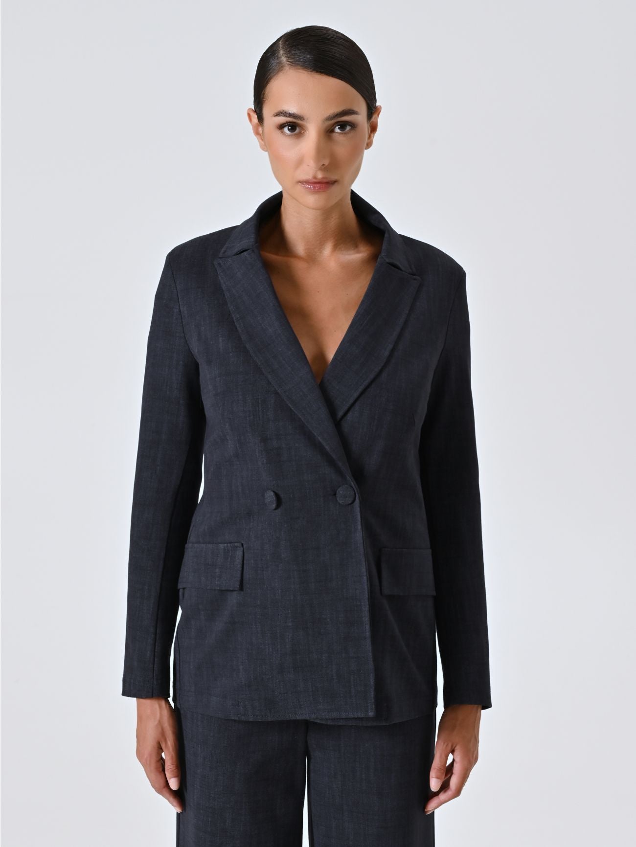 Rinascimento Blue Slub Milano-Stitch blazer