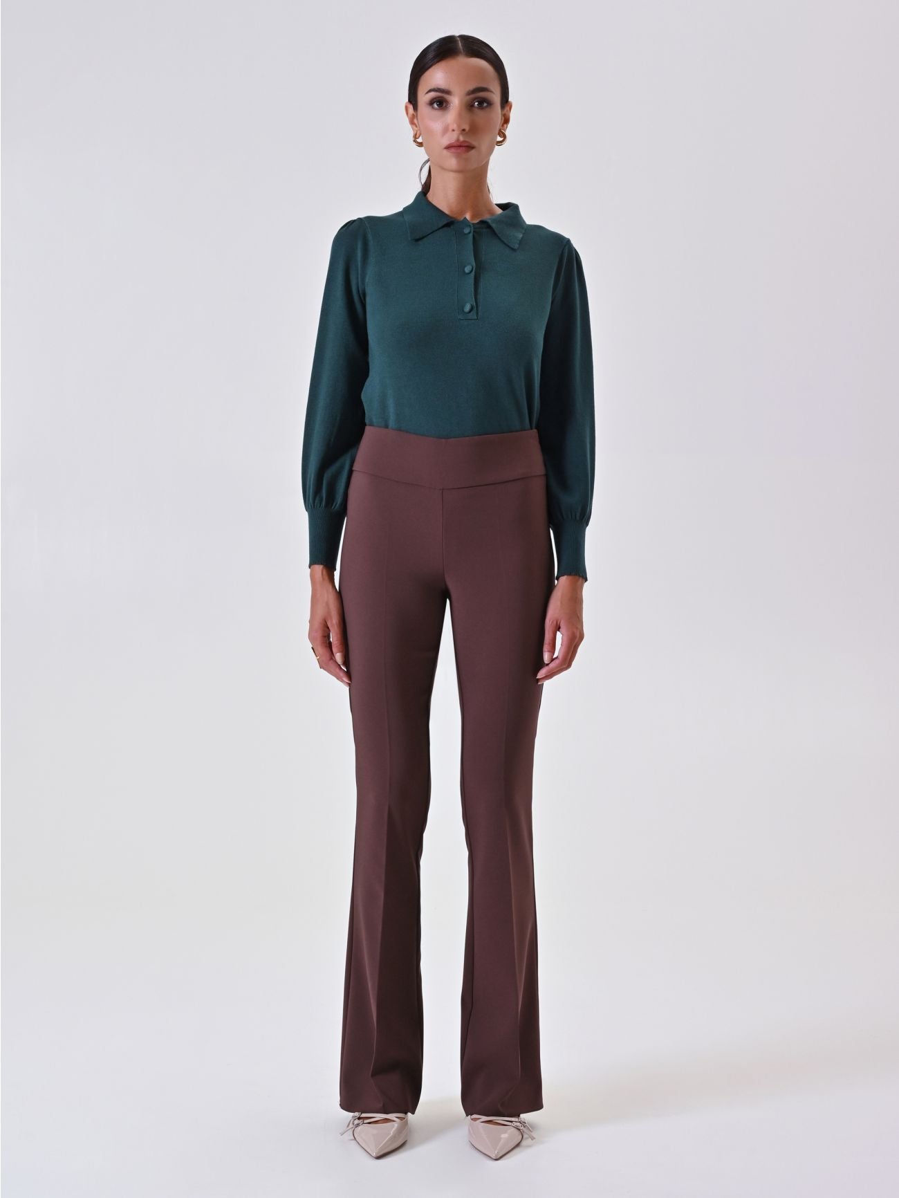 Rinascimento Chocolate Flared broek