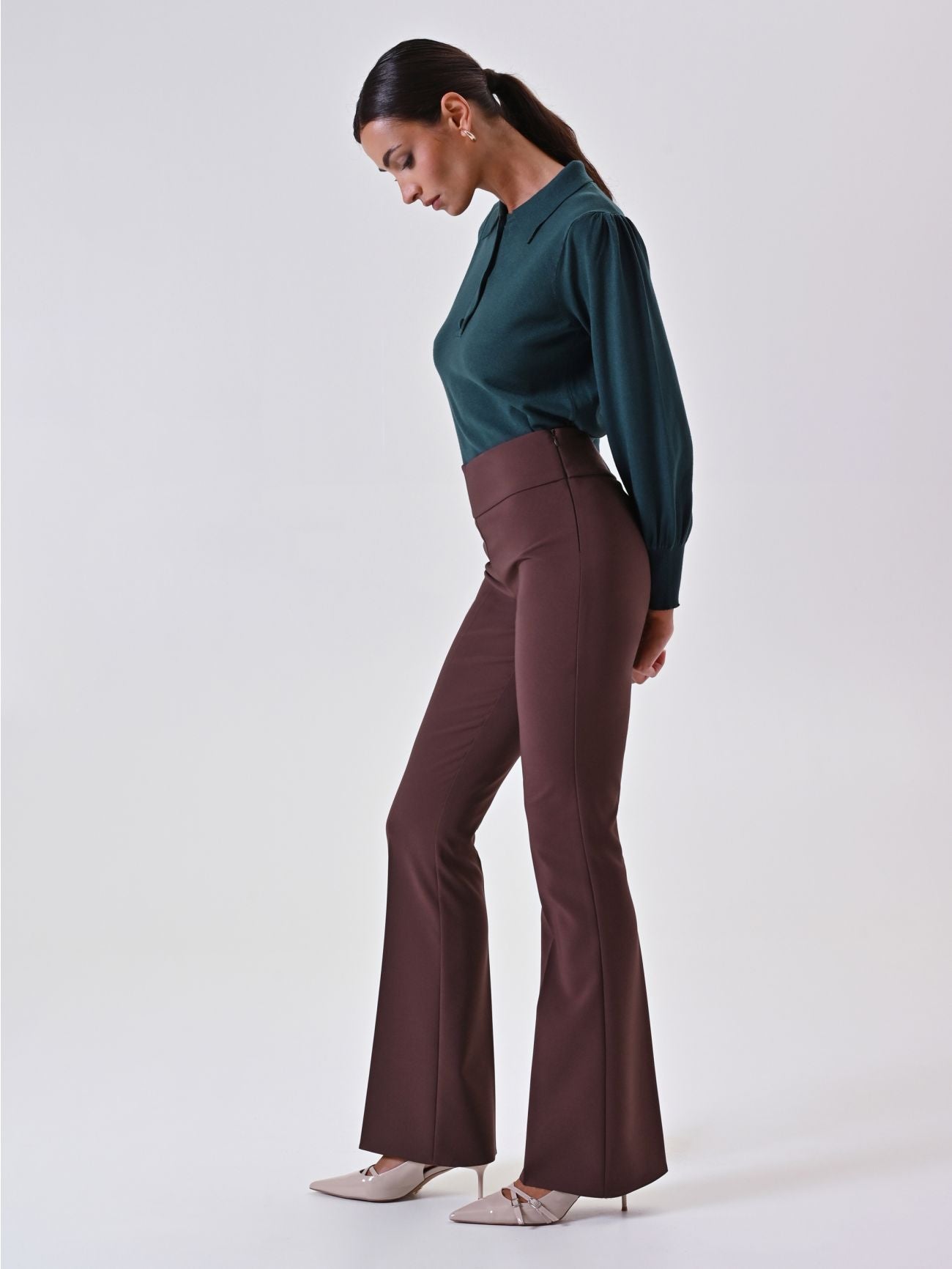 Rinascimento Chocolate Flared broek