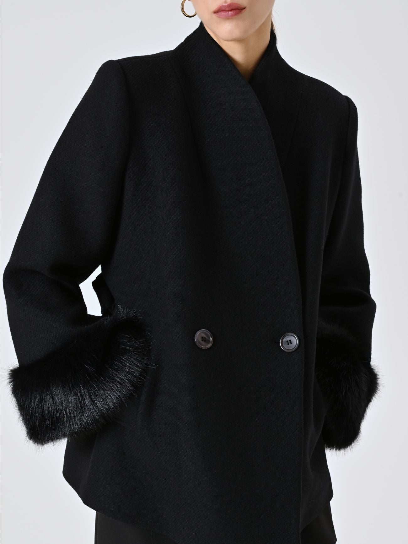 Rinascimento Jas kort met Fake Fur effect zwart