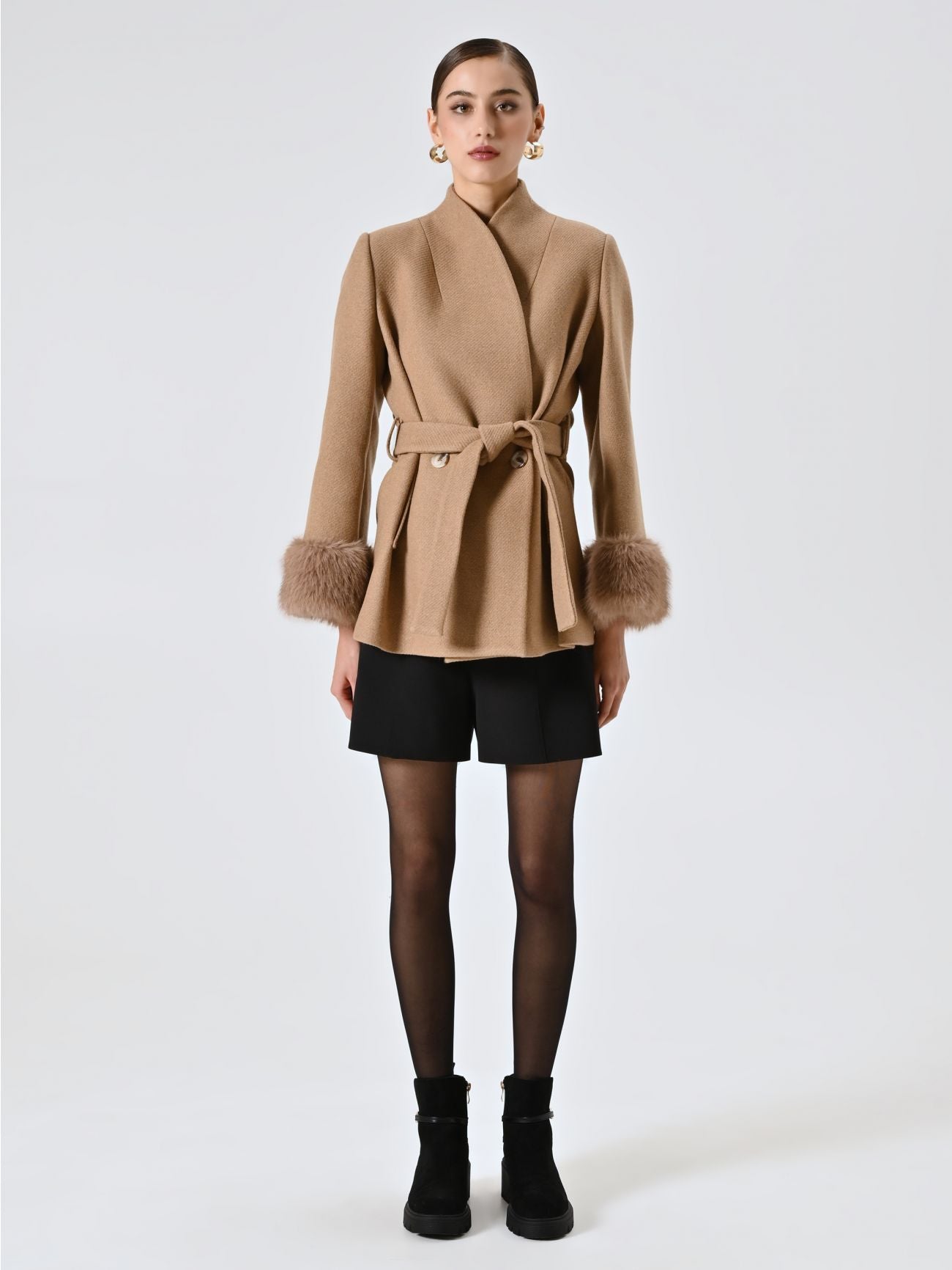 Rinascimento Jas Kort met Fake Fur effect beige