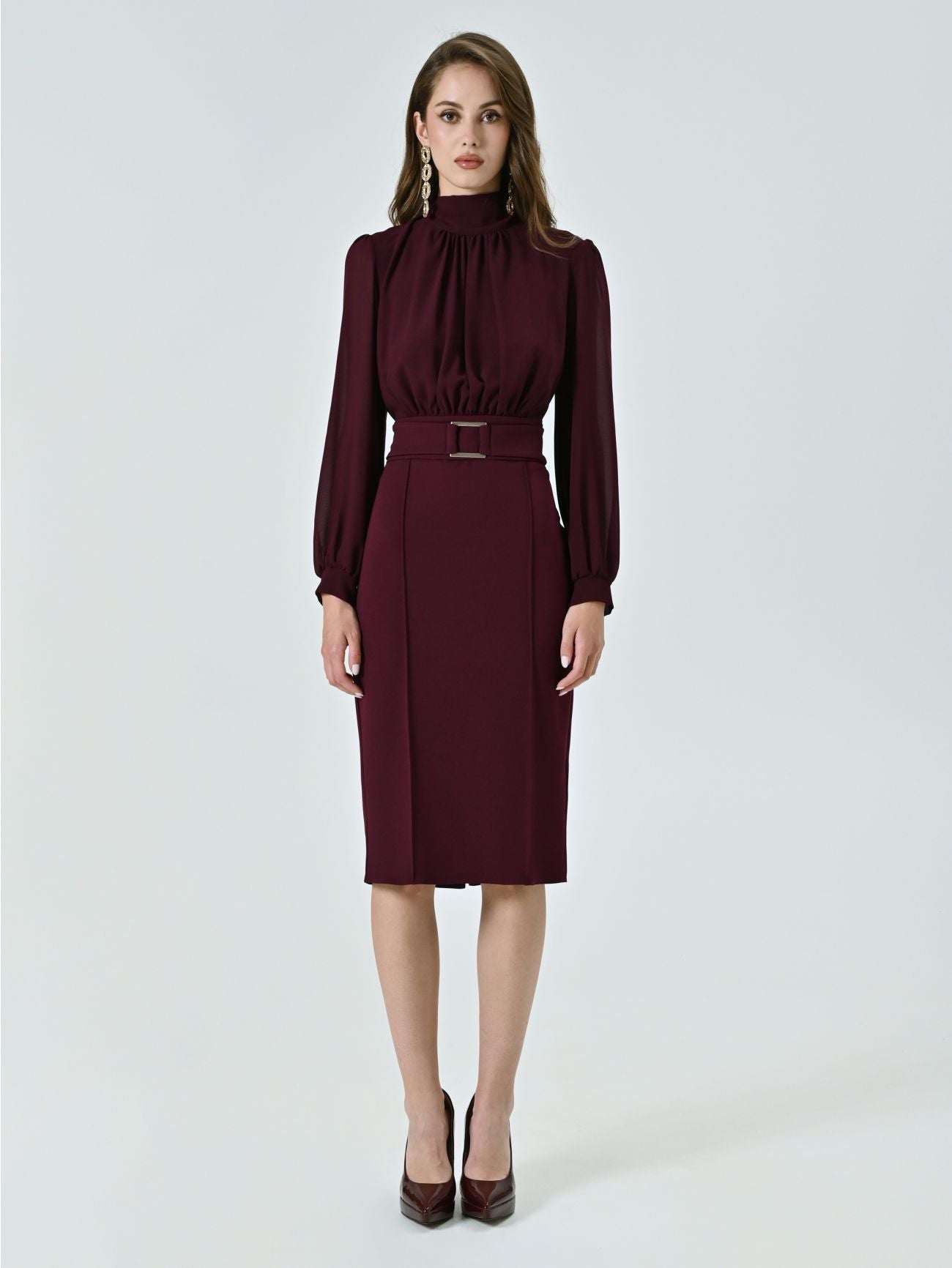 Rinascimento Giorgia Palmas X Sheath Dress – Burgundy