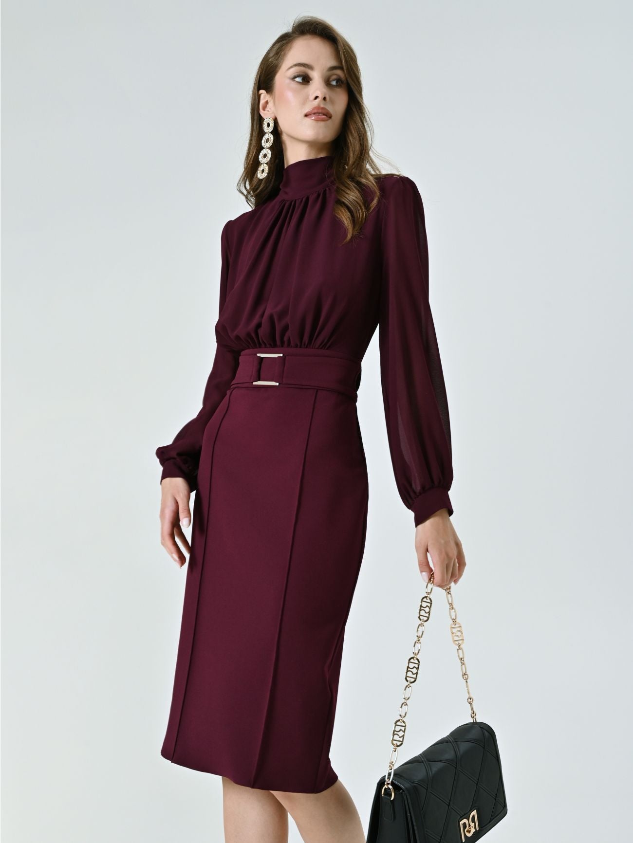 Rinascimento Giorgia Palmas X Sheath Dress – Burgundy