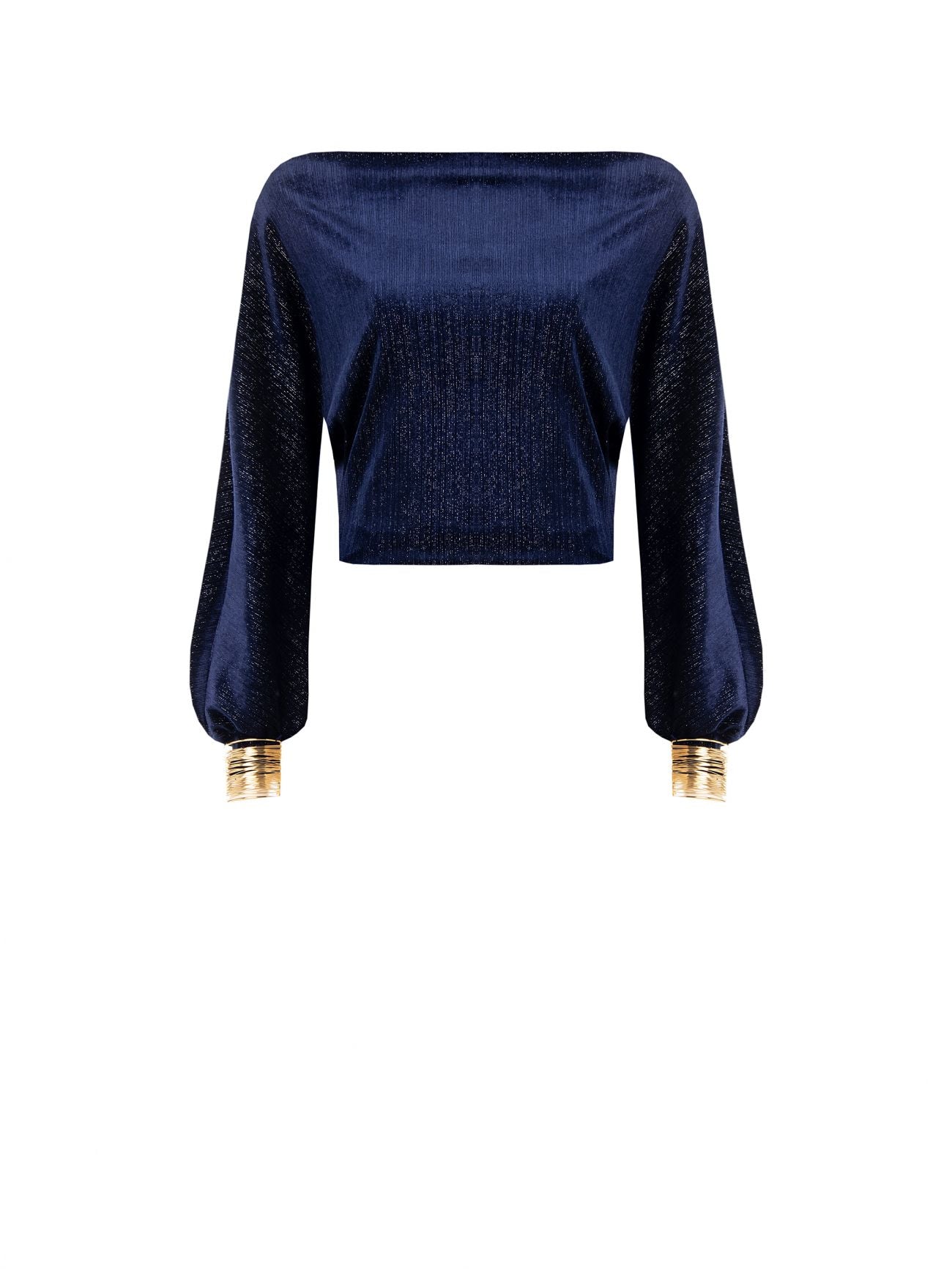Rinascimento Navyblauwe Lurex Top met armbanden