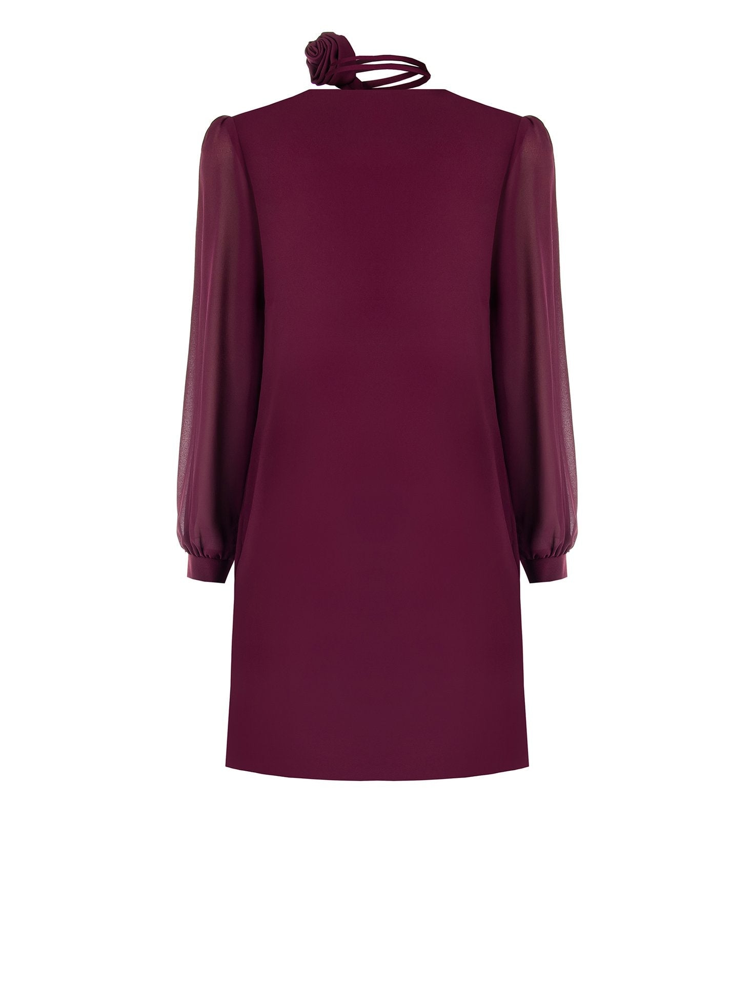 Rinascimento Burgundy dress met bloem ceintuur