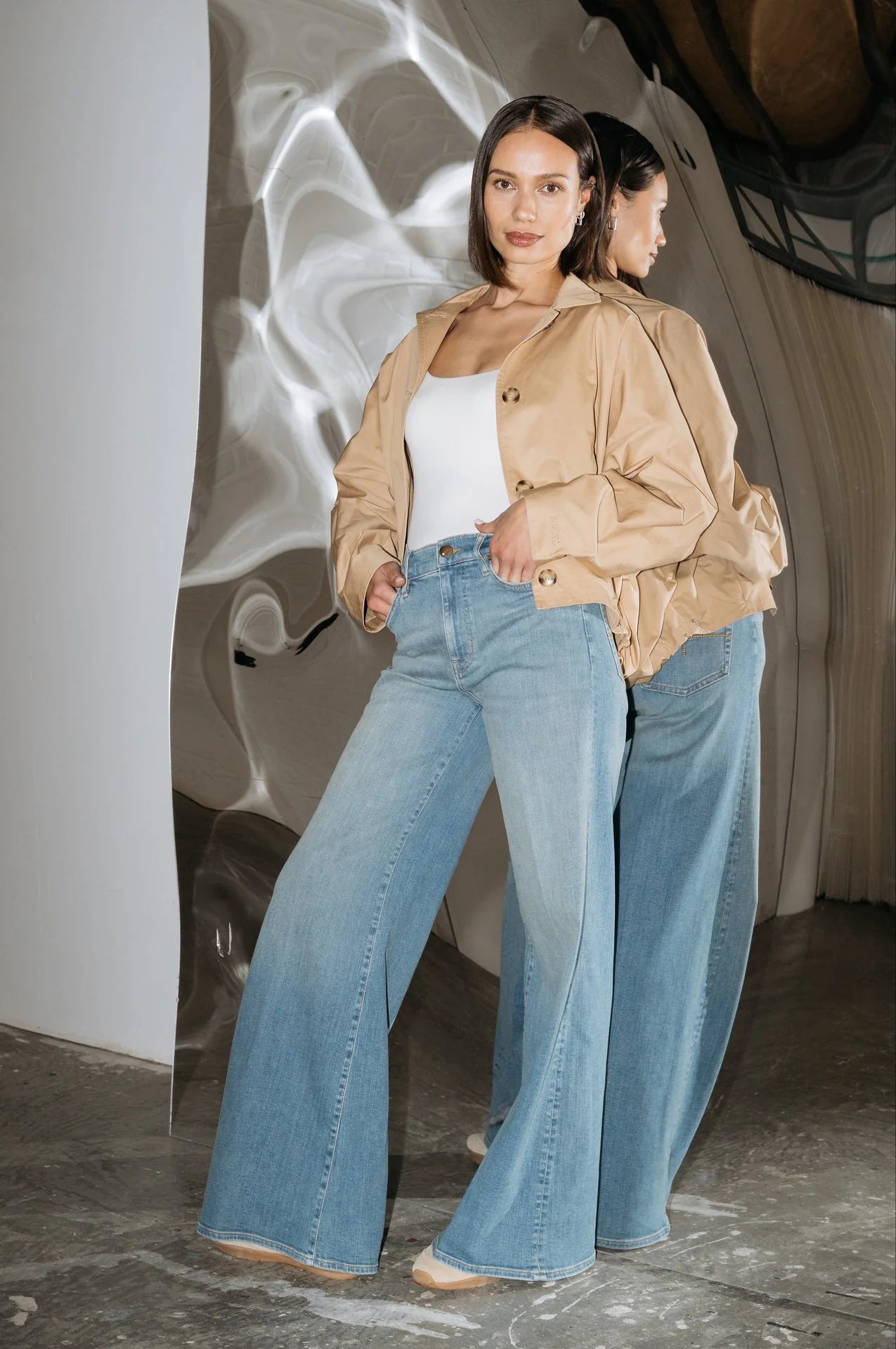 DNM Pure Francis Wide Leg Jeans - Tinted Blue (L32)