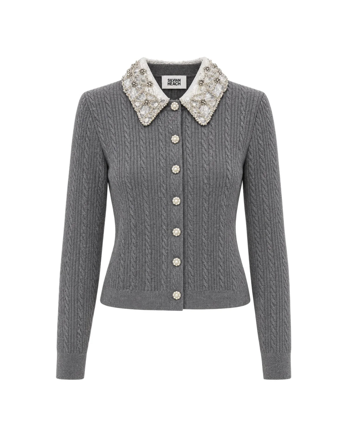 Silvian Heach Rhinestone Top Grey